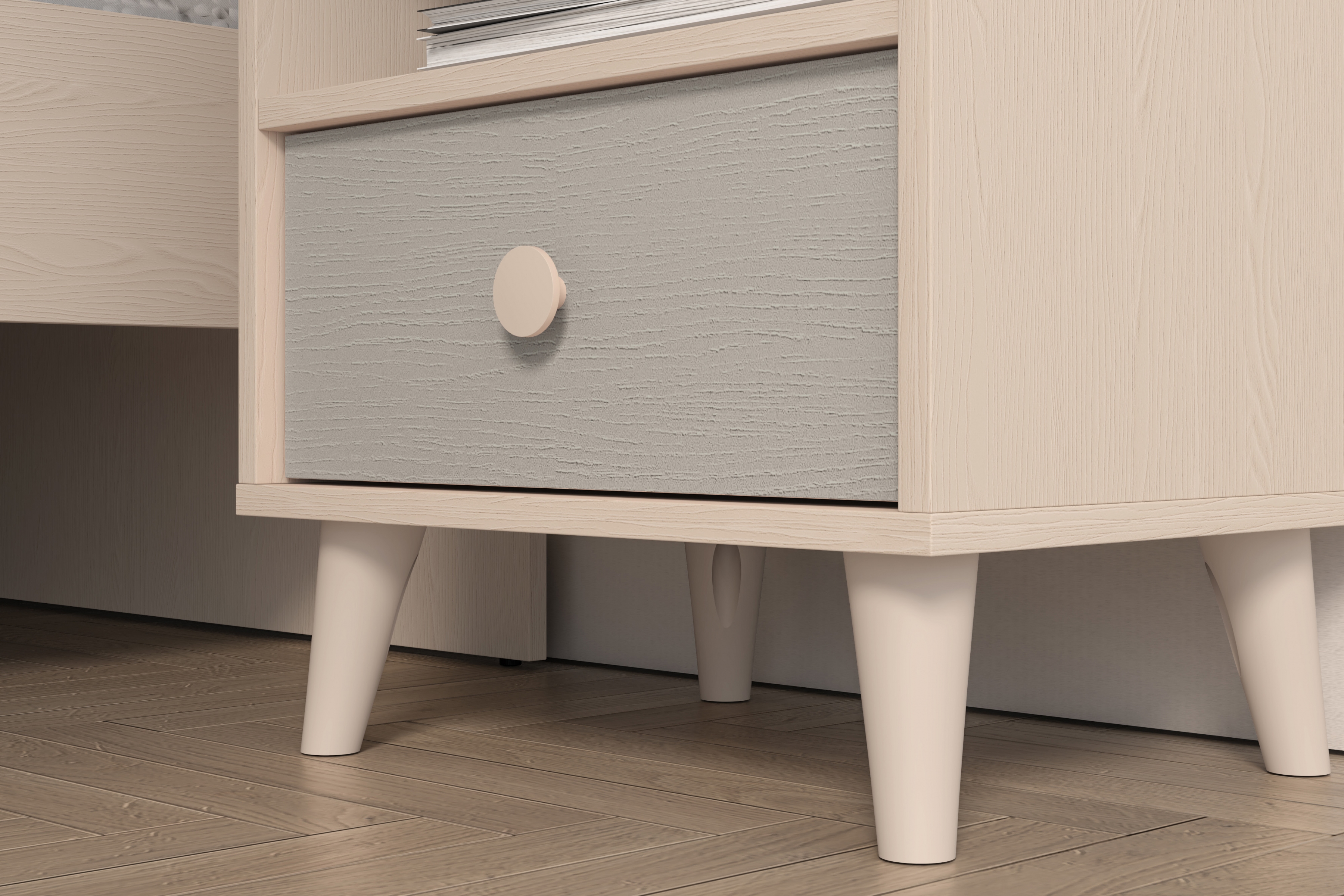 Dětský noční stolek Marla 45 cm - pouštní písek / šedá pallad Noční stolek Marla 45 cm - piasek pustyni / šedá pallad