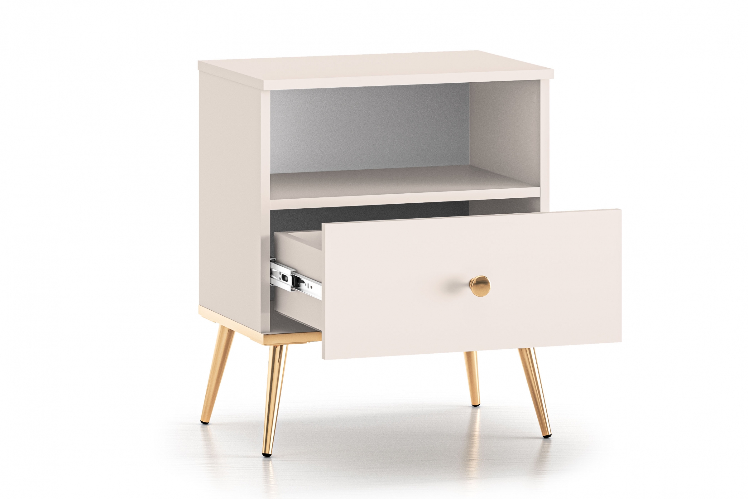 Noční stolek Narelli 50 cm - kašmírová / zlaté nohy Noční stolek Narelli 06 - 50 cm - kašmír / zlaté Nohy