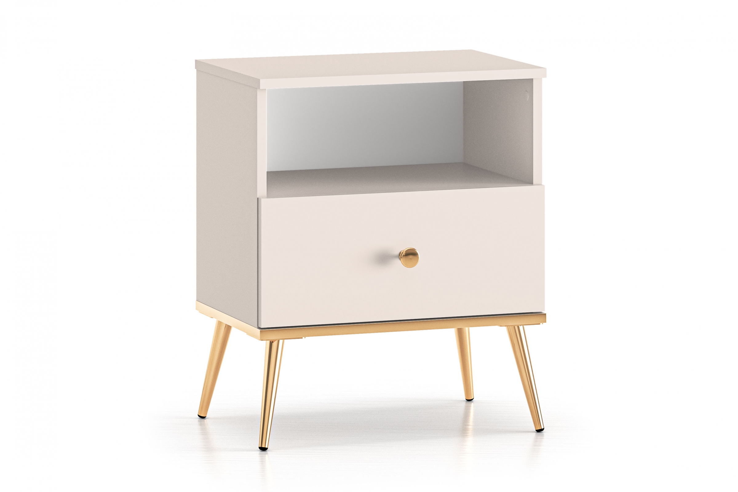 Noční stolek Narelli 50 cm - kašmírová / zlaté nohy Noční stolek Narelli 06 - 50 cm - kašmír / zlaté Nohy