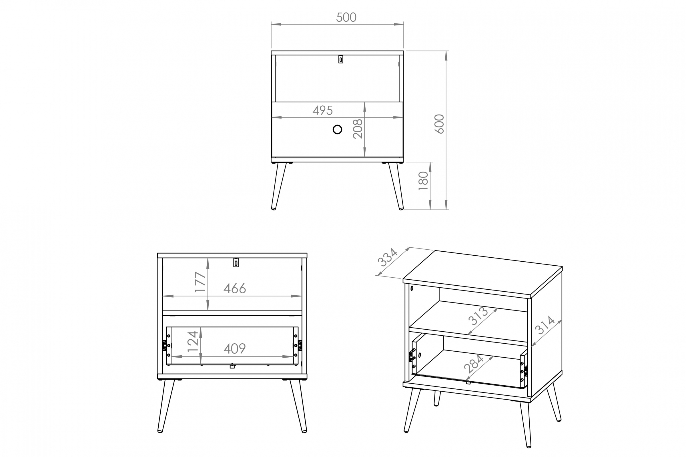 Noční stolek Narelli 50 cm - kašmírová / zlaté nohy Noční stolek Narelli 06 - 50 cm - kašmír / zlote Nohy