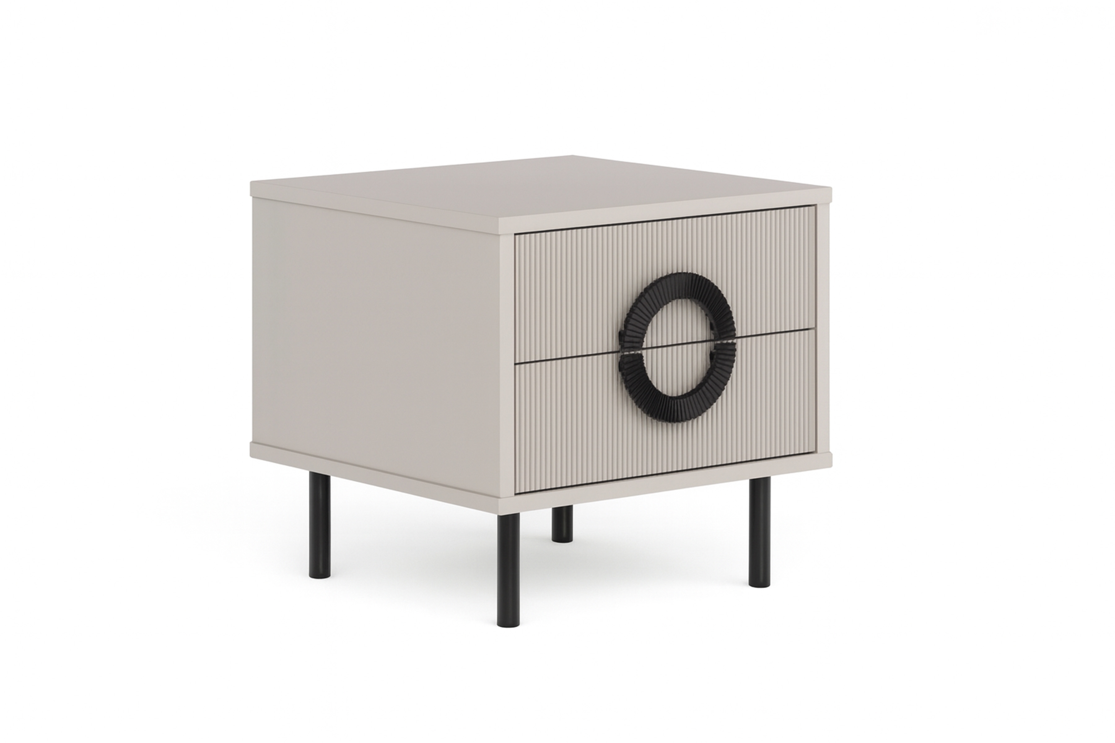 Nočný stolík Nubo 46 cm so zásuvkami - kašmír / čierne nožičky Nočný Stolík Nubo 46 cm so zásuvkami - kašmír / Čierny