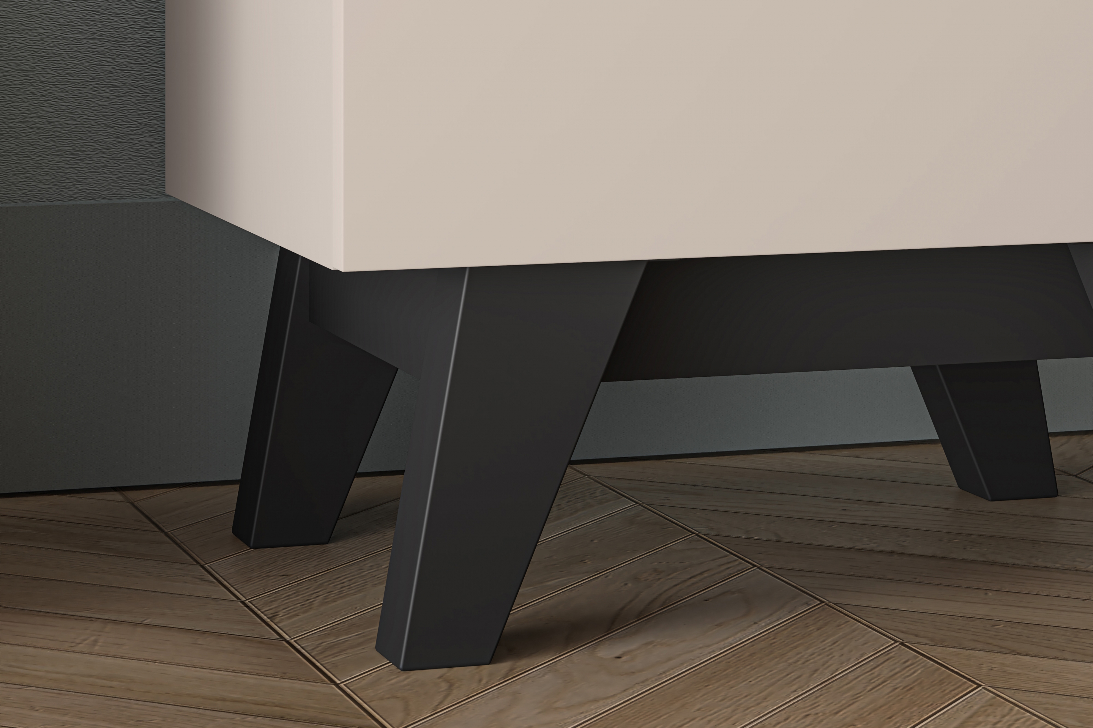 Noční stolek Salio 50 cm se zásuvkami - kašmír / černý Noční stolek Salio 50 cm se zásuvkami - kašmír / černá