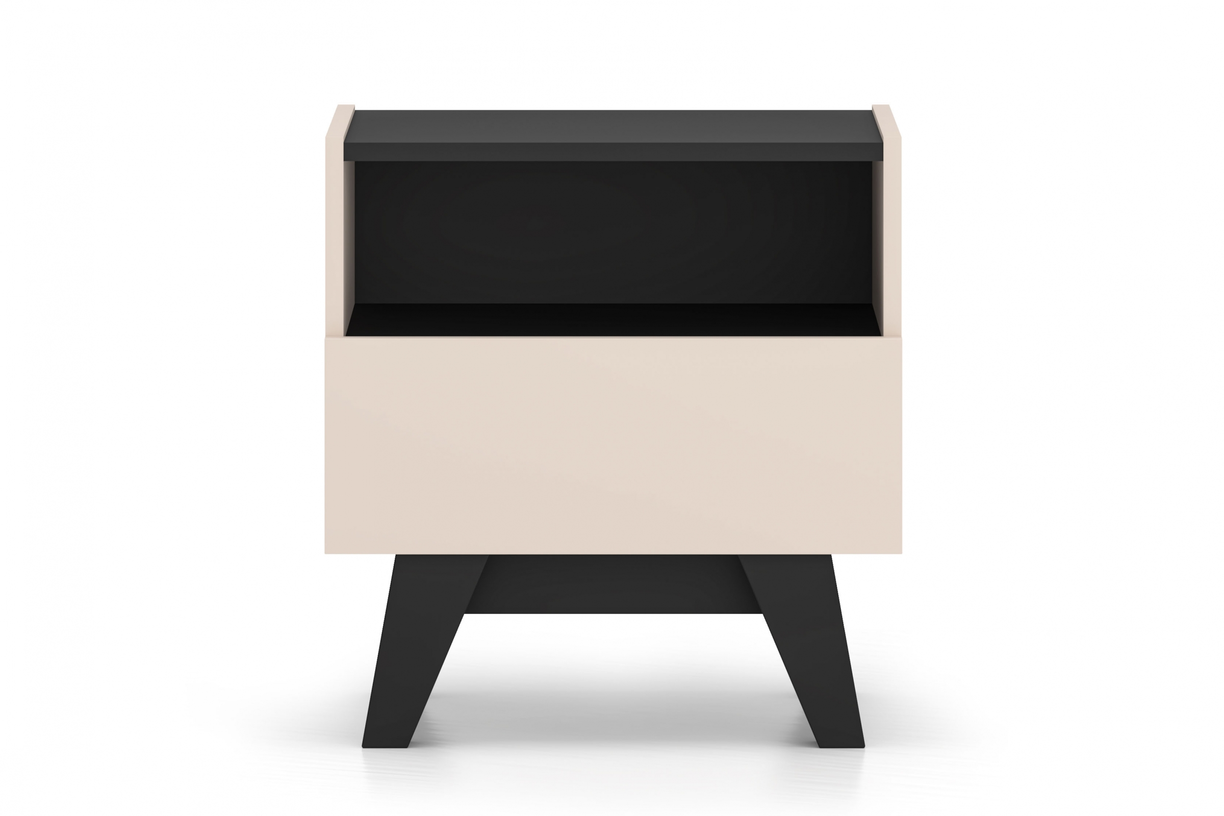 Noční stolek Salio 50 cm se zásuvkami - kašmír / černý Noční stolek Salio 50 cm se zásuvkami - kašmír / černá