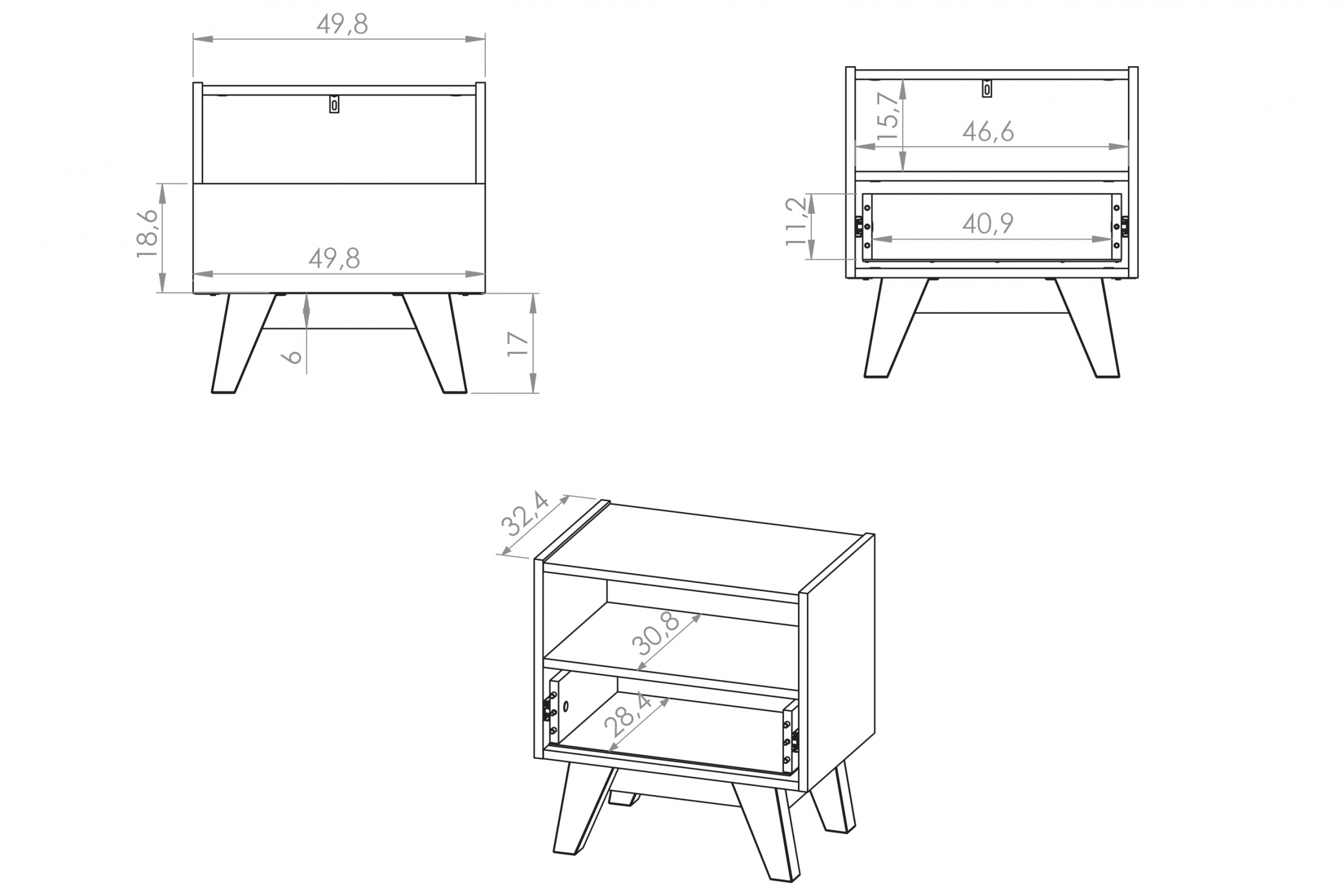 Noční stolek Salio 50 cm se zásuvkami - kašmír / černý Noční stolek Salio 50 cm se zásuvkami - kašmír / černá