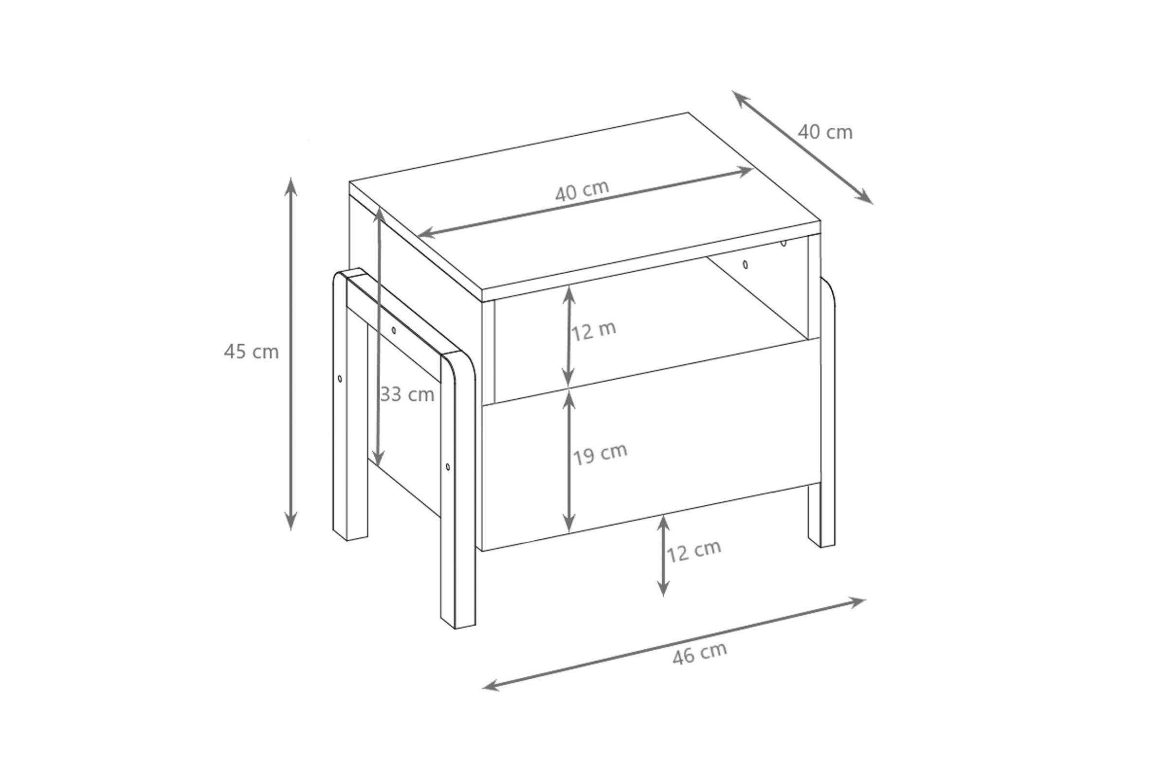 Nočný stolík Silia 46 cm - alpská biela / dub Nočný Stolík Silia 46 cm - Biela alpejska / Dub