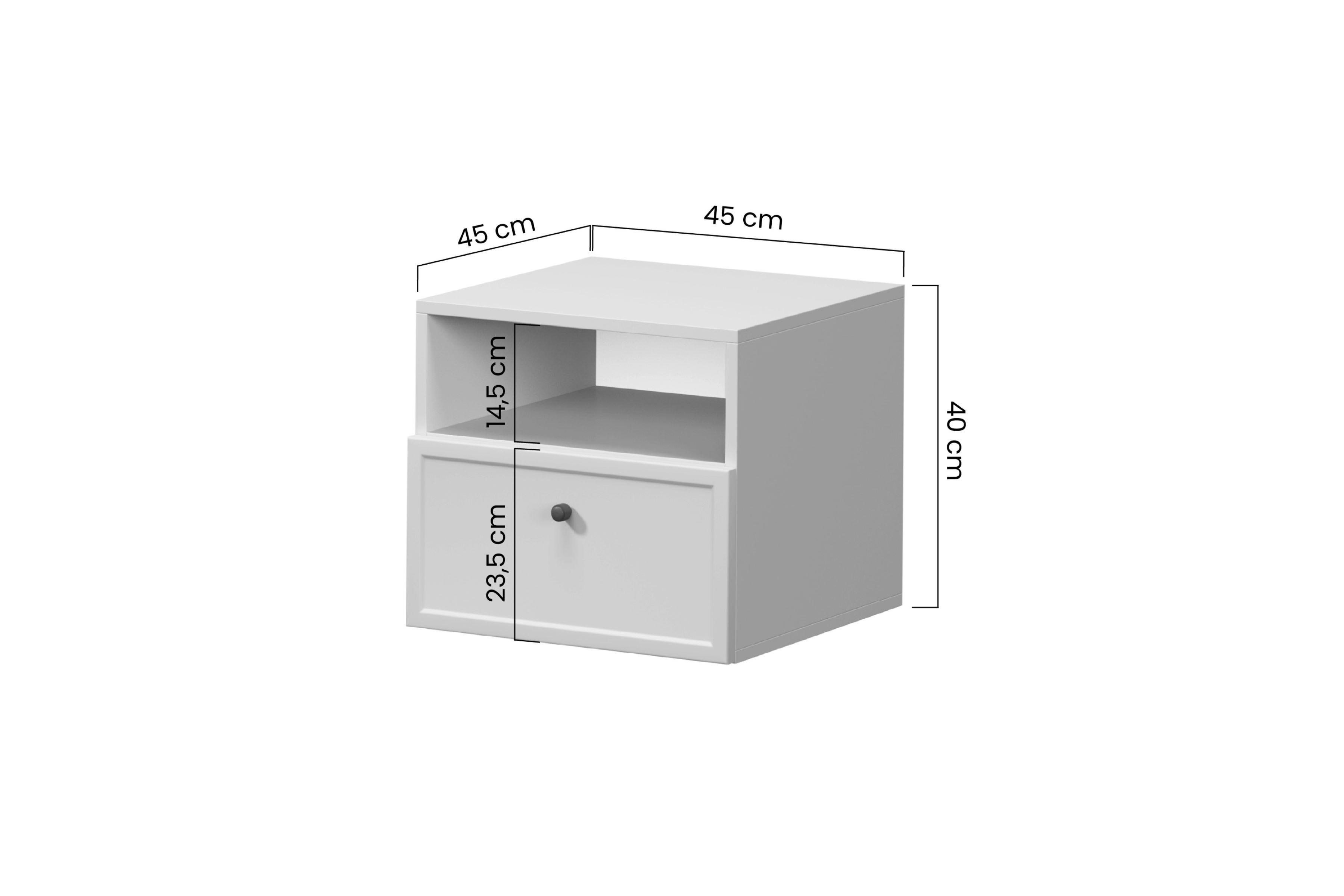 Závěsný noční stolek Lorini 45 cm - kašmírová / černá úchytka Noční stolek závěsná Lorini z szuflada 45 cm - kašmír / černá uchwyt