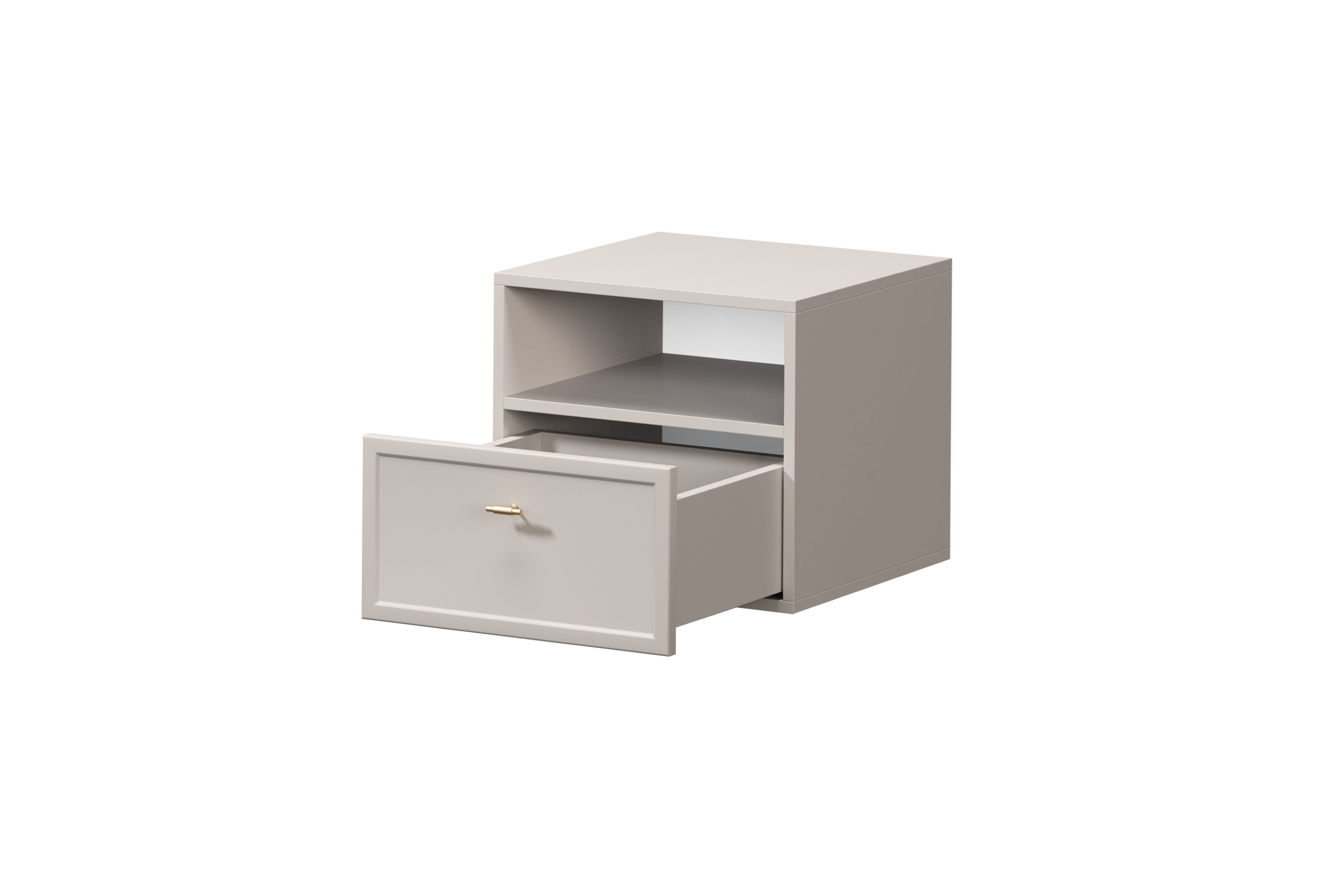 Závěsný noční stolek Lorini 45 cm - kašmírová / zlatá úchytka T-bar Noční stolek závěsná Lorini z szuflada 45 cm - kašmír / zlatá uchwyt T-bar