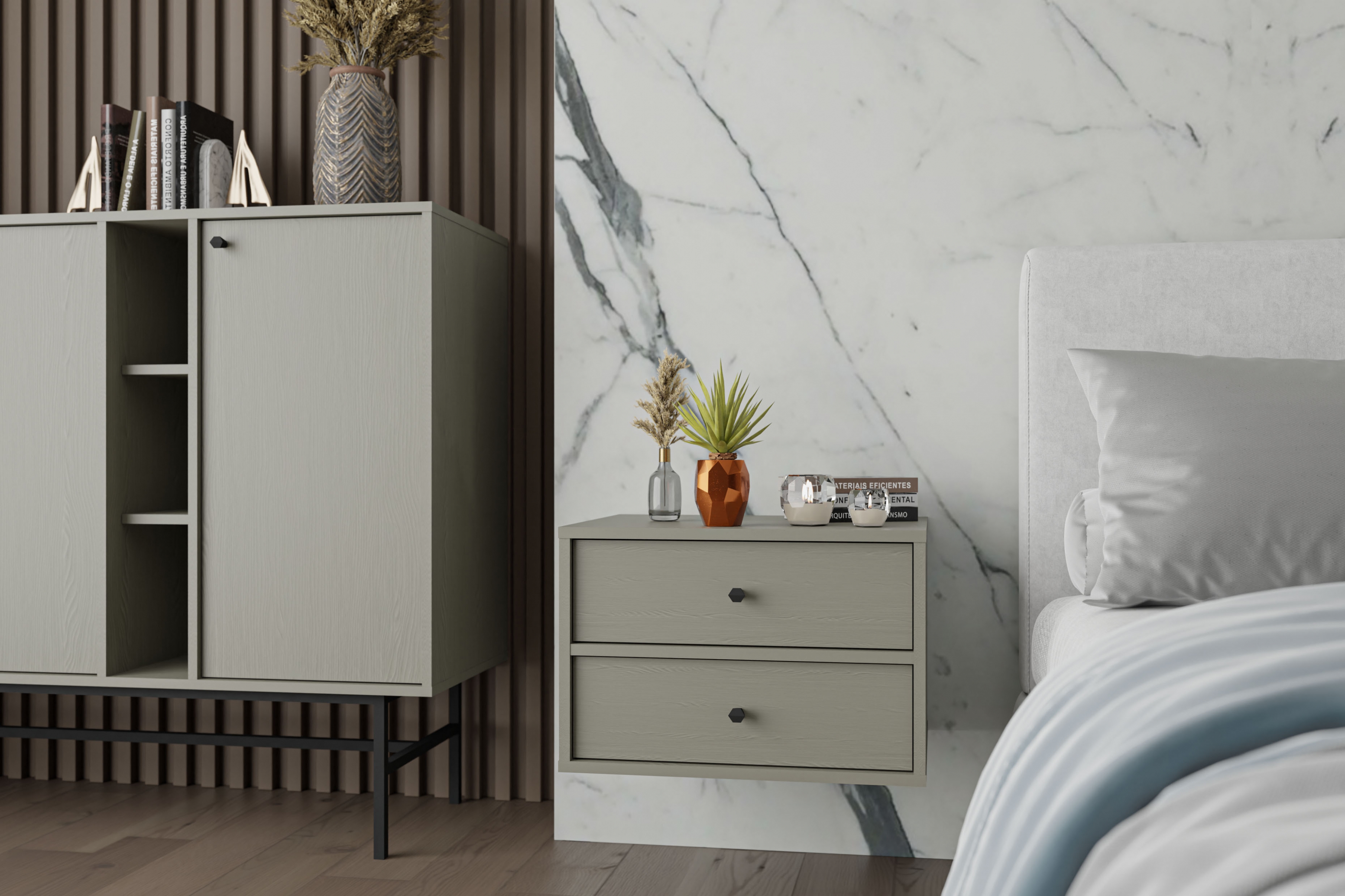 Nočný stolík závesná Lotina IV 2S so zásuvkami 52 cm - eukalyptus Nočný Stolík závesná Lotina IV 2S so zásuvkami 52 cm - eukaliptus