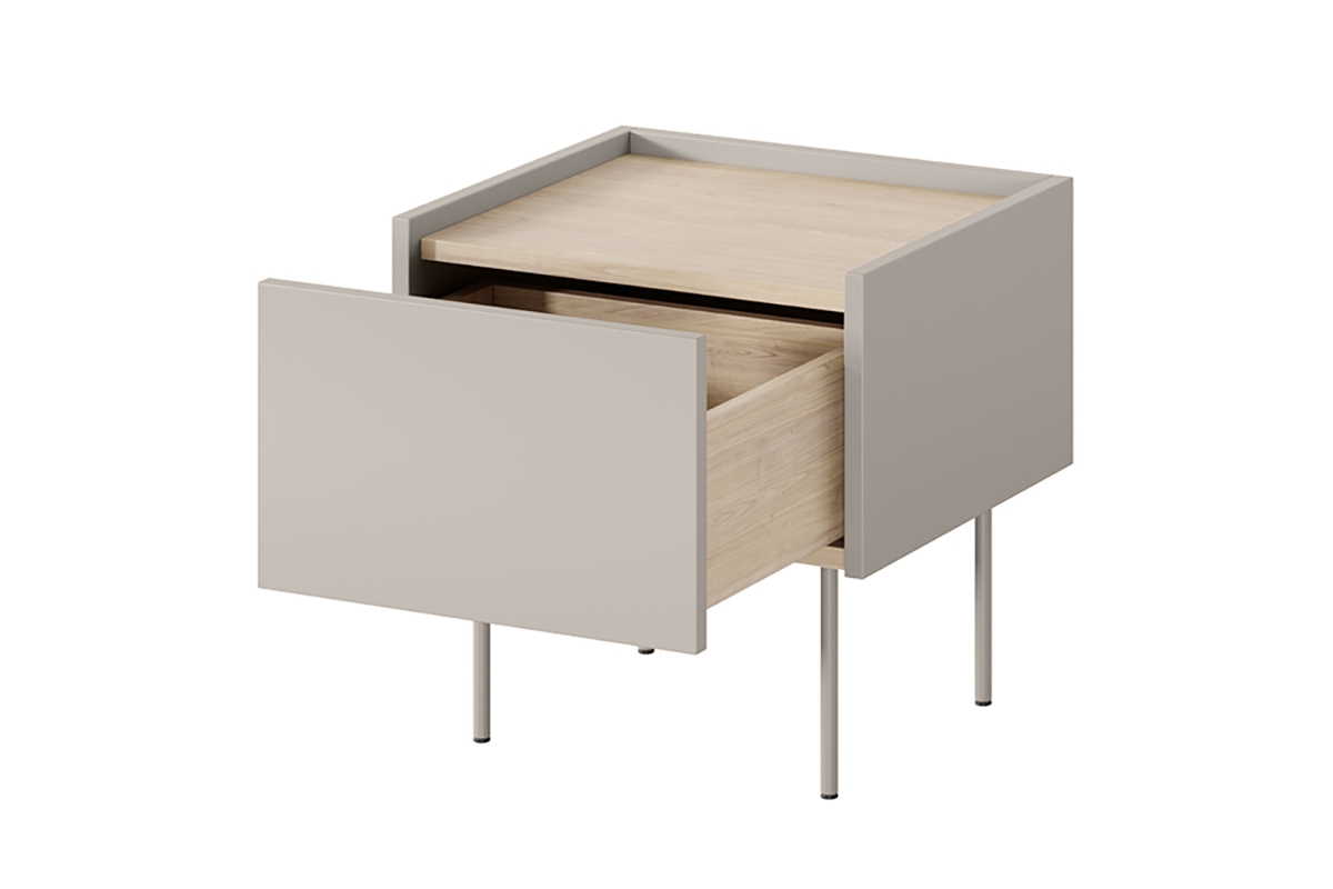 Noční stolek Desin 45 cm - kašmír / dub nagano Noční stolek se zásuvkou Desin 45 1SZ - kašmír / Dub nagano - wnetrze