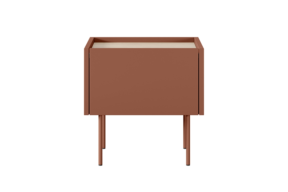 Noční stolek Desin 45 cm - ceramic red / dub nagano Noční stolek se zásuvkou Desin 45 1SZ - ceramic red / Dub nagano - předek