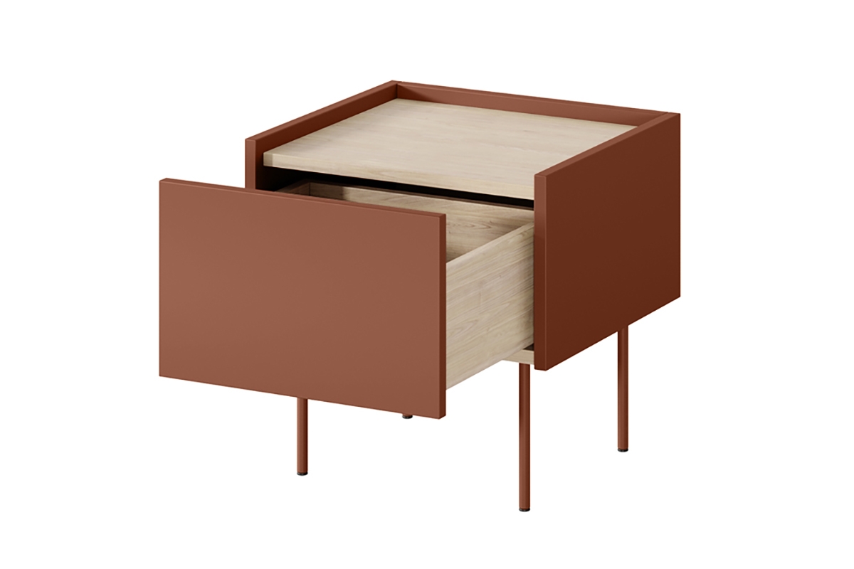 Noční stolek Desin 45 cm - ceramic red / dub nagano Noční stolek se zásuvkou Desin 45 1SZ - ceramic red / Dub nagano - wnetrze