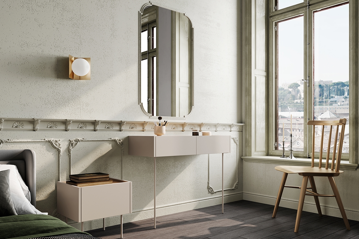 Noční stolek Desin 45 cm - kašmír / dub nagano Noční stolek se zásuvkou Desin 45 cm - kašmír / Dub nagano - aranzacja 1