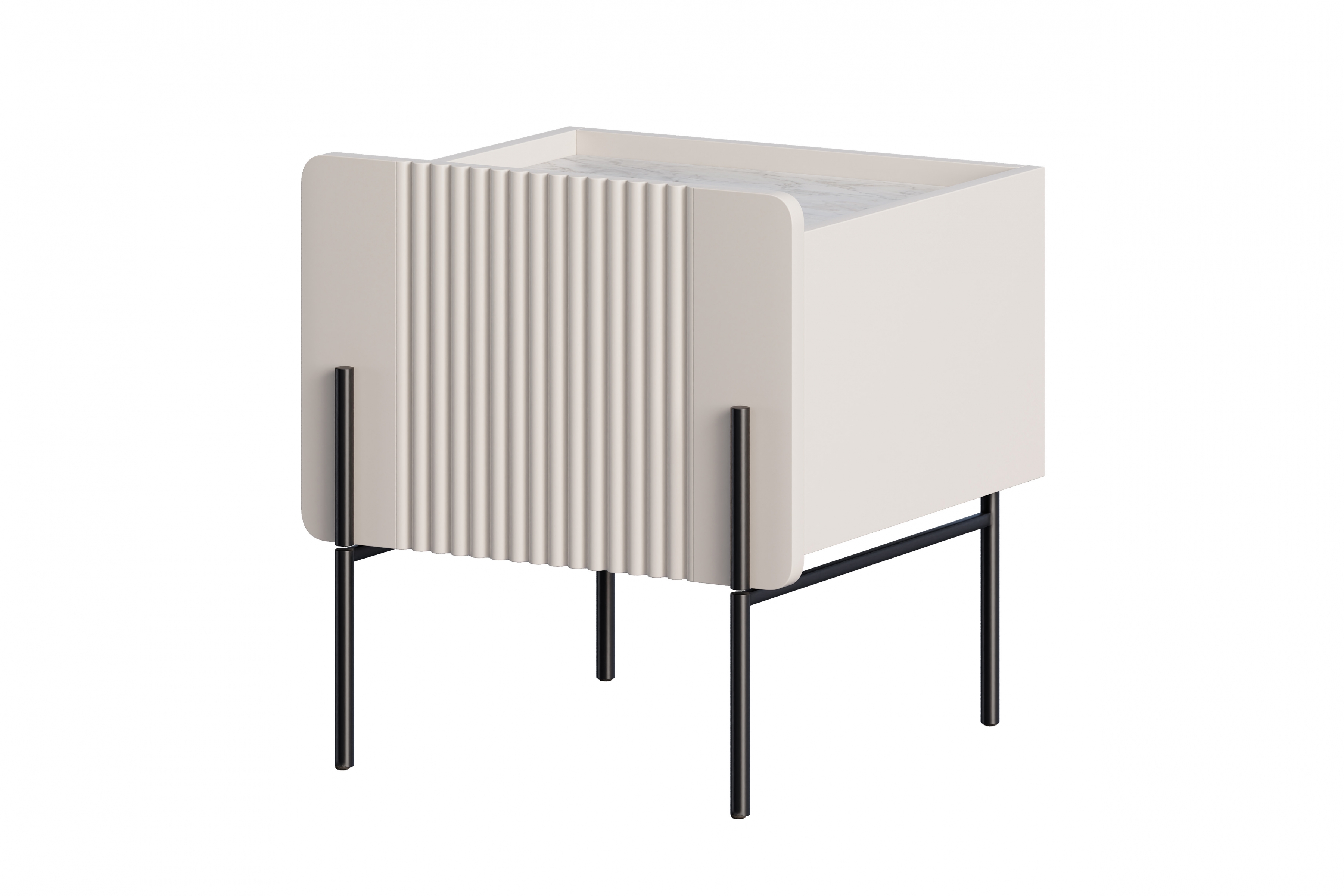 Noční stolek Malmi se zásuvkou 45 cm - kašmírová / crema bianca / černé nožky Noční stolek z szuflada Malmi 45 cm - kašmír / crema bianca / černá nozki