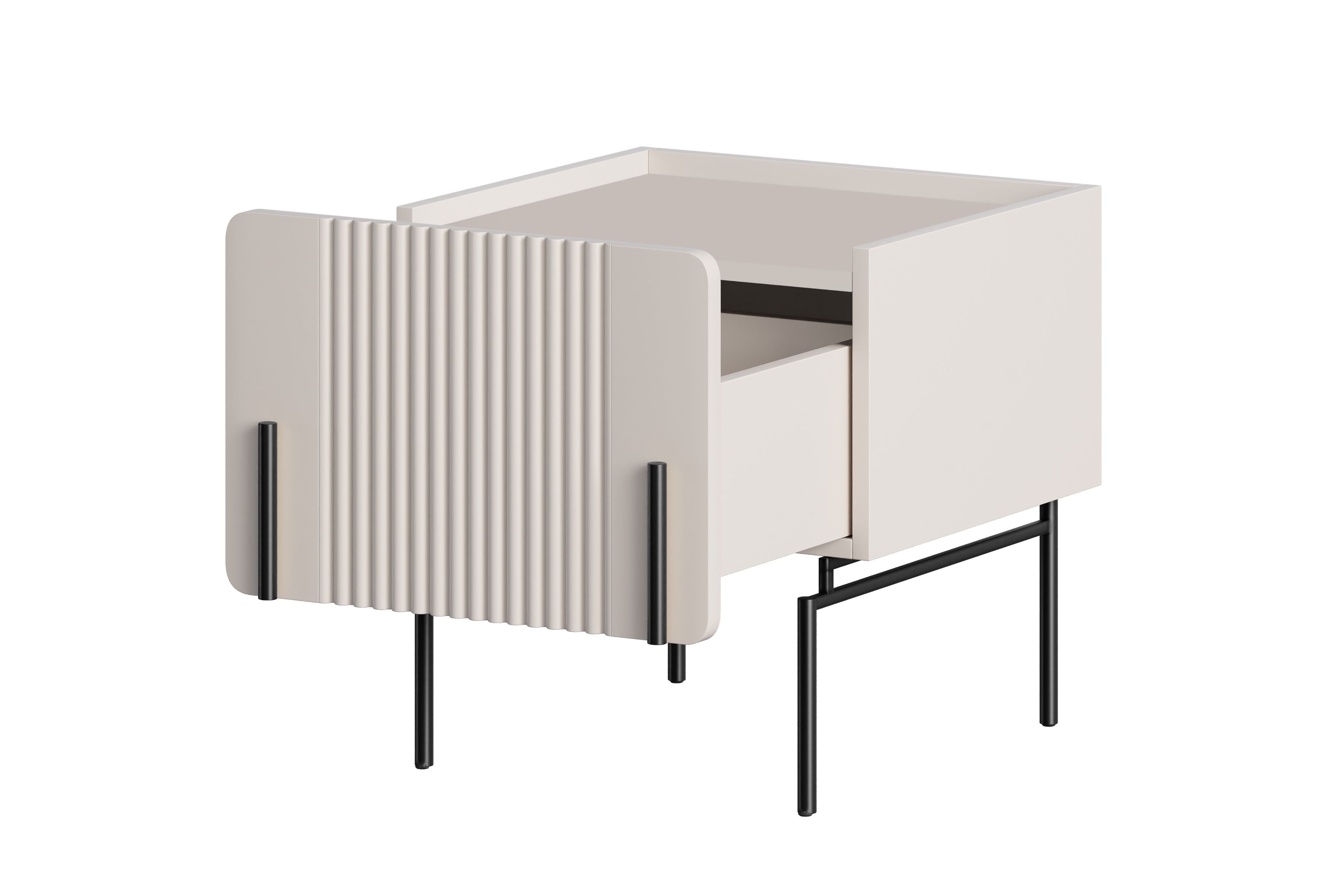 Noční stolek Malmi se zásuvkou 45 cm - kašmírová / černé nožky Noční stolek z szuflada Malmi 45 cm - kašmír / černá nozki