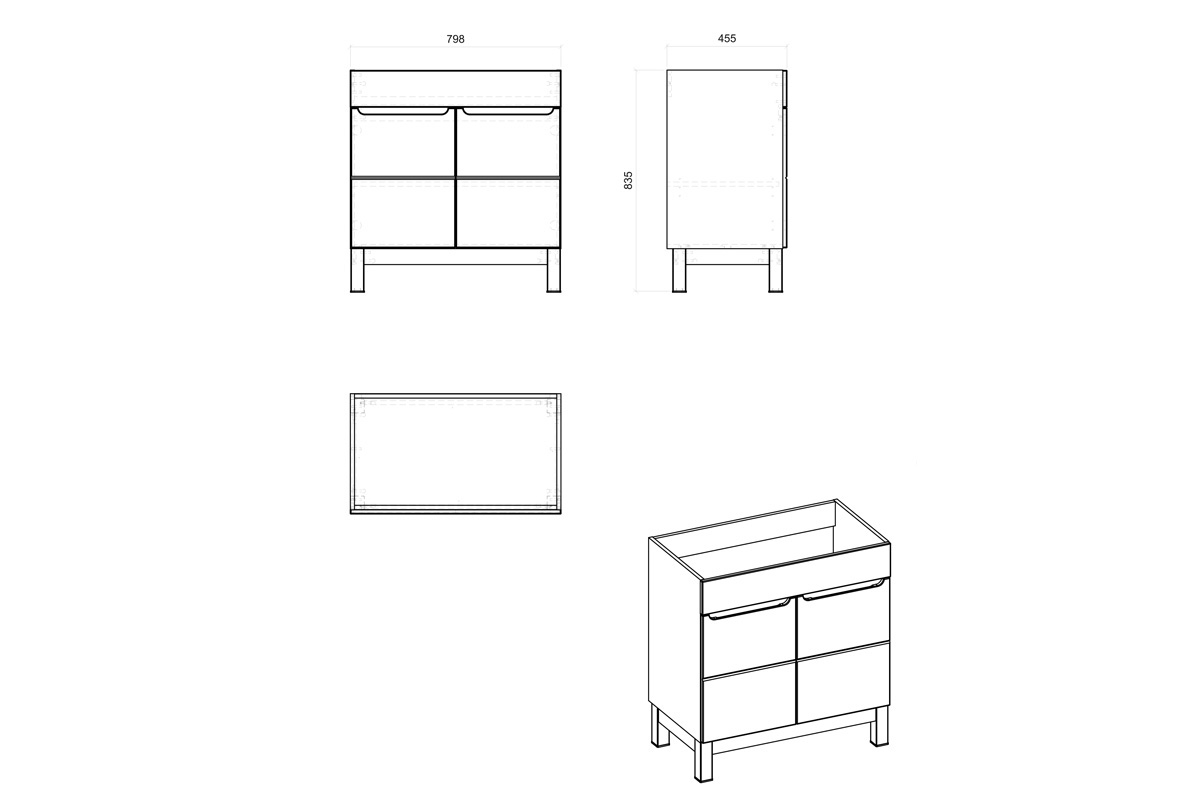 Skříňka pod umyvadlo Bali Grey 821 80 cm - grafitový lesk / dub wotan Skříňka bali grey 