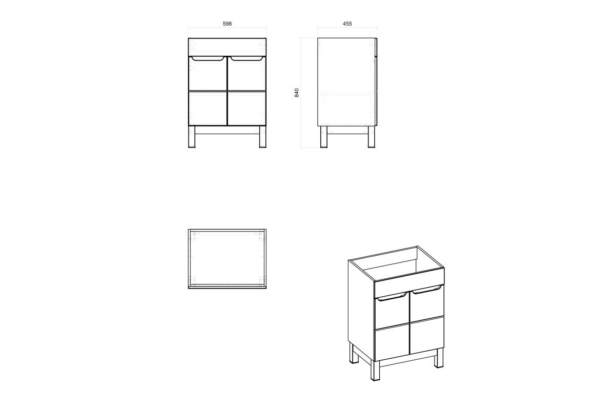 Skříňka pod umyvadlo Bali White 820 60 cm - dub wotan / bílý lesk Skříňka pod umyvadlo do koupelny Bali White 820 - 60 cm Dub wotan / Bílý lesk