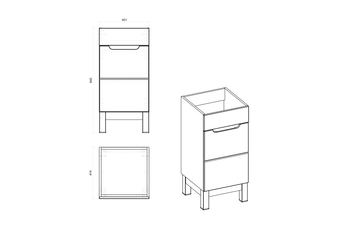 Skrinka drezová skrinka Bali White New 823 - Dub wotan / biely lesk Skrinka pod umývadlo Bali White New 823 - Dub wotan / biely lesk