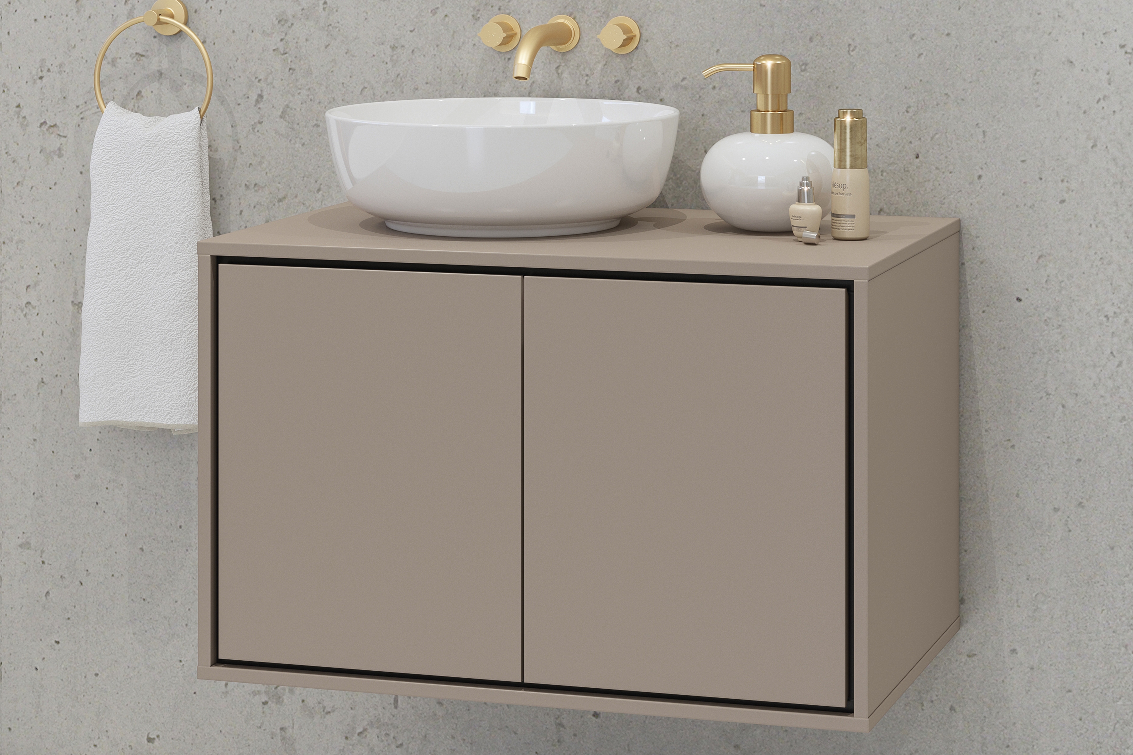 Závěsná skříňka pod umyvadlo Irvine 78 cm – congo / černá skříňka pod umywalke Irvine 78 cm závěsná - congo / černá