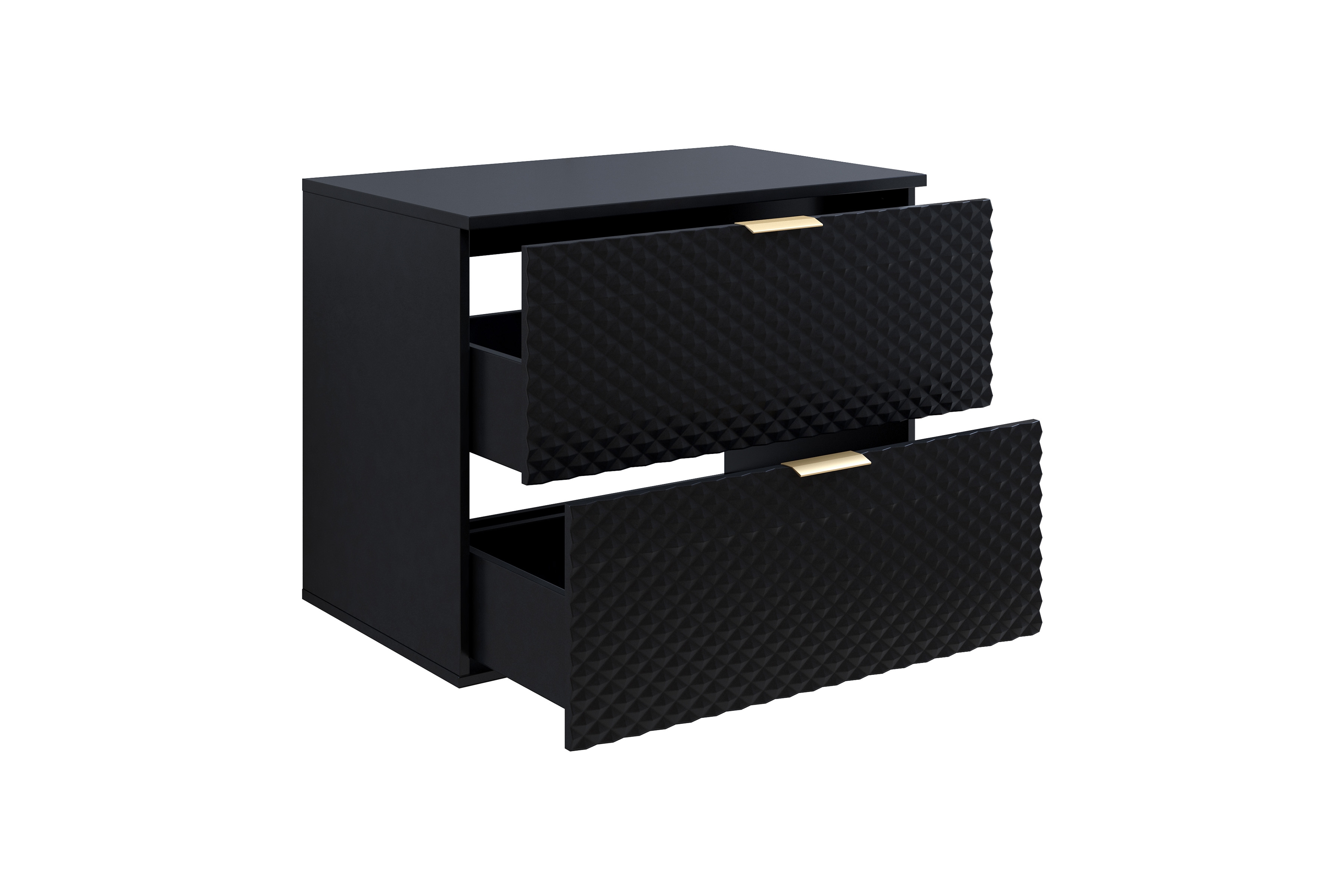 Závěsná umyvadlová skříňka Laura 80 cm se zásuvkami - černý onyx / černý pyramidický mat skříňka pod umywalke Laura 80 cm závěsná se zásuvkami - černá onyx / černá - piramidki