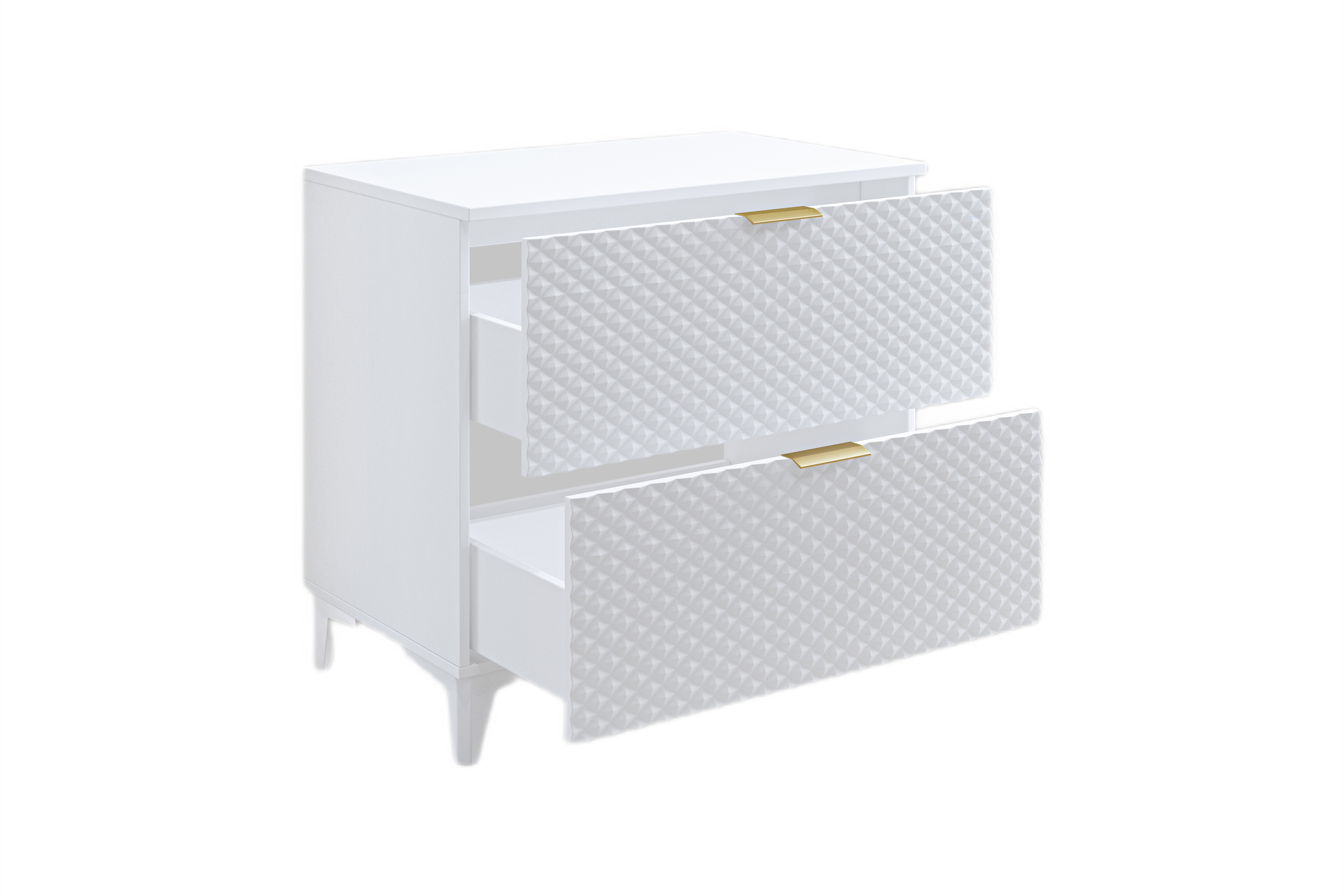Umyvadlová skříňka Laura 60 cm se zásuvkami - bílá / bílý pyramidický mat skříňka pod umywalke Laura 80 cm se zásuvkami - bílá / bílá mat piramidki