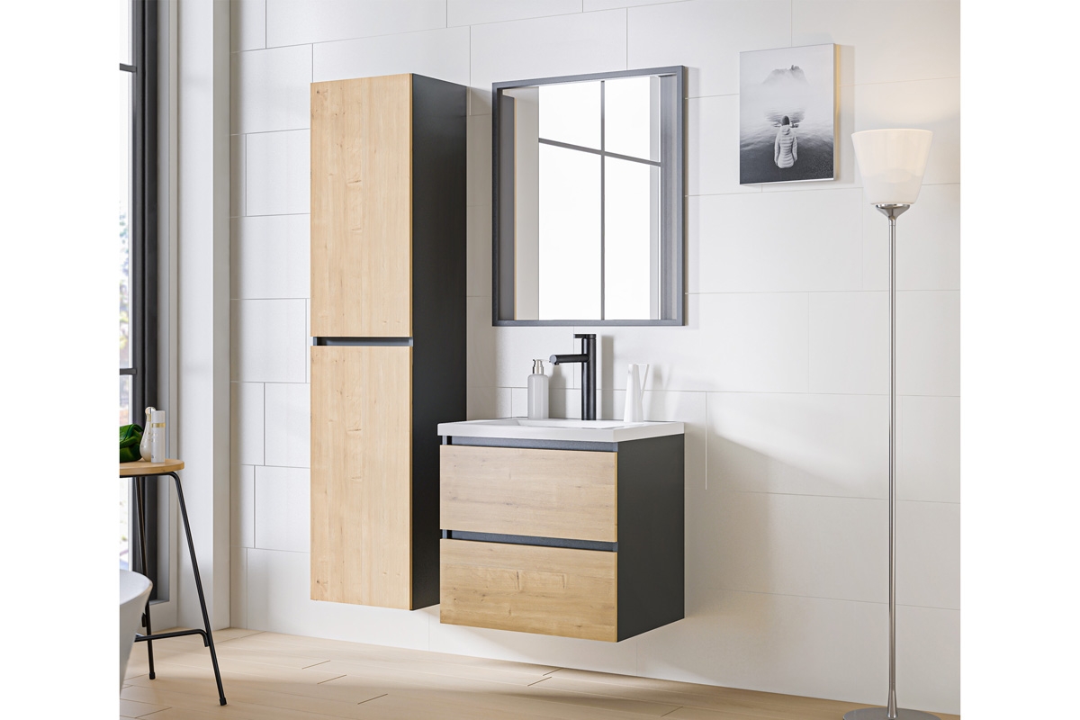 Skrinka drezová skrinka 60 cm Monako Grey Oak 820 - diamantová šedá / dub Hamilton Skrinka pod umývadlo 60 cm Monako Grey Oak 820 - diamantová šedá / dub Hamilton