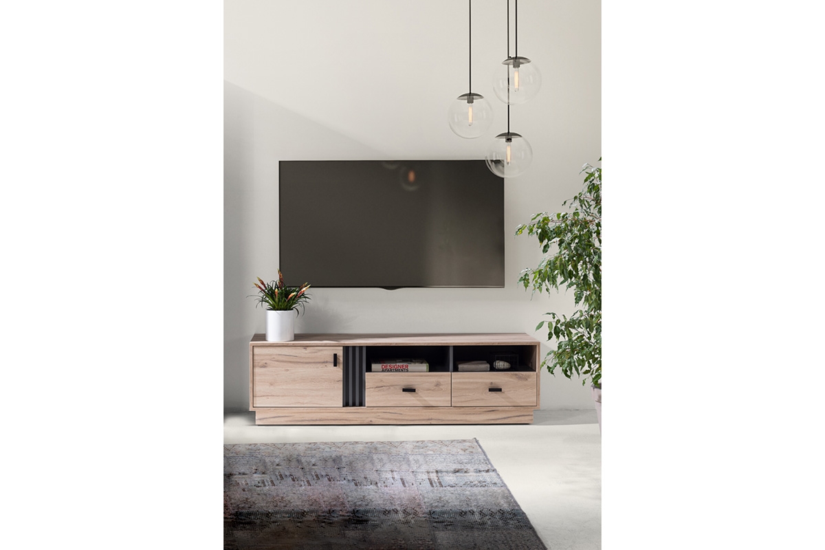 TV stolík Allmo AL6 - dub estana / antracitová - 155 cm Skrinka pod TV