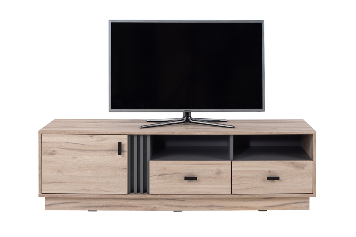 TV stolík Allmo AL6 - dub estana / antracitová - 155 cm Skrinka z lamelami