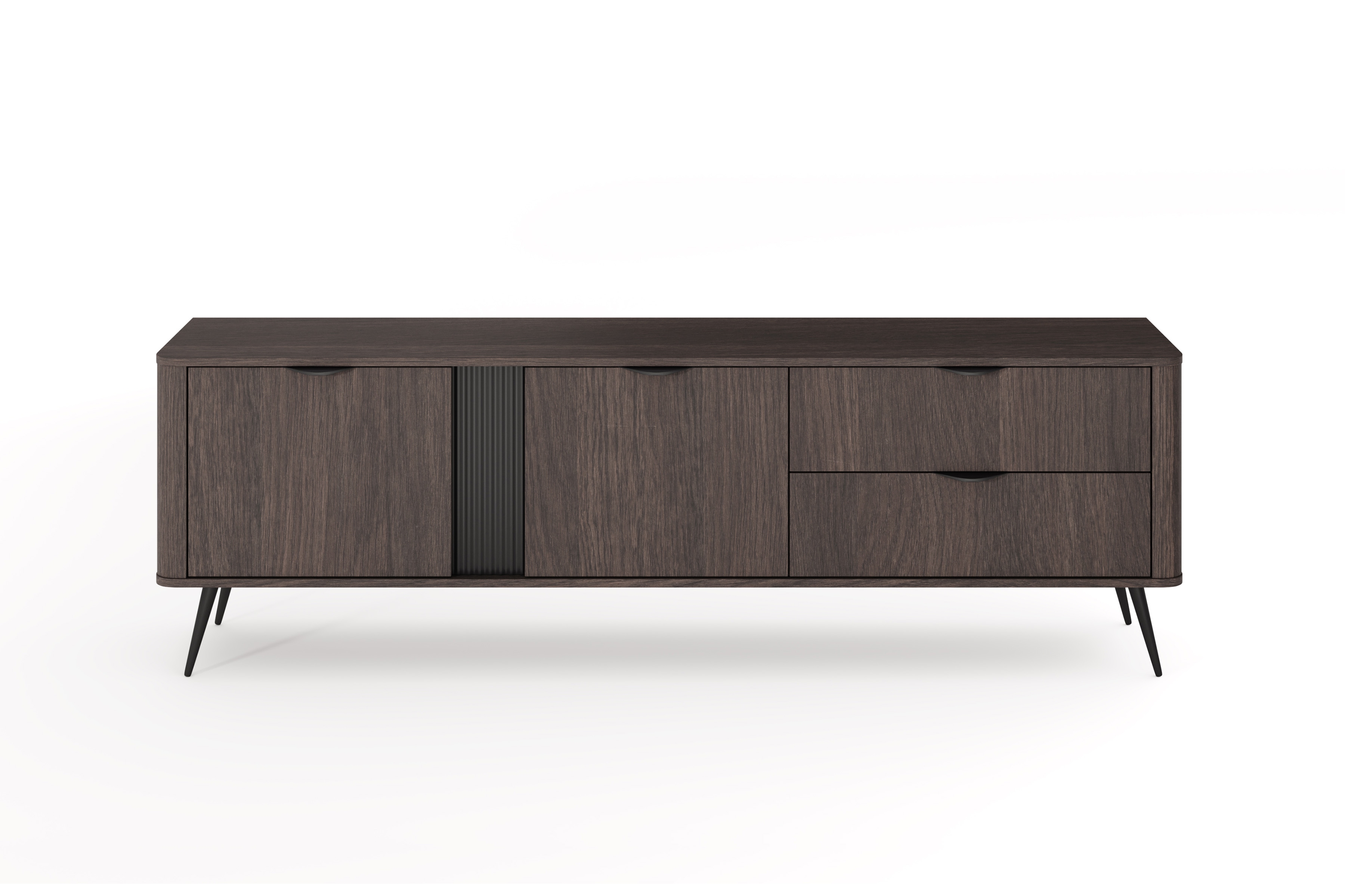 TV stolek Edrin 195 cm se zásuvkami - dub dunin / černá skříňka RTV 195 cm se zásuvkami - dub dunin / černá