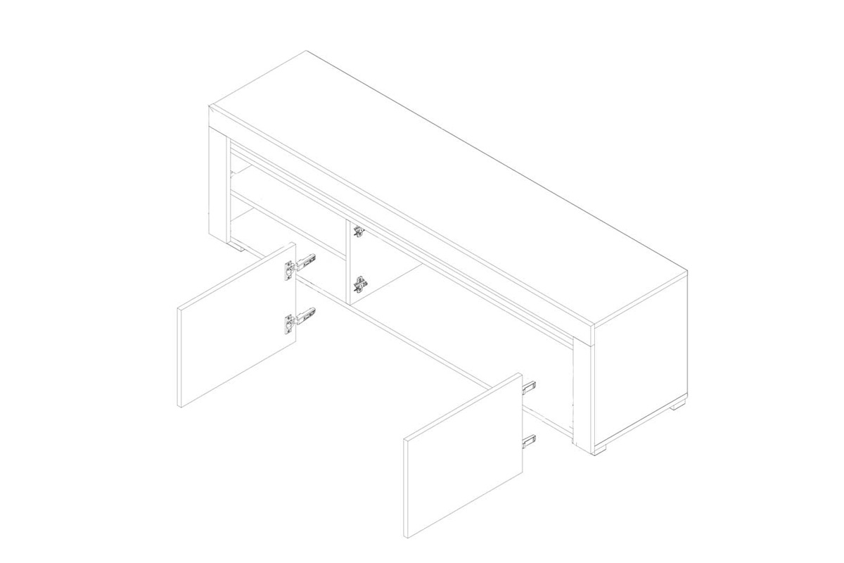 TV stolík Alabama ABTV -1 biely mat / šedý mat TV skrinka Alabama ABTV-1 - schéma