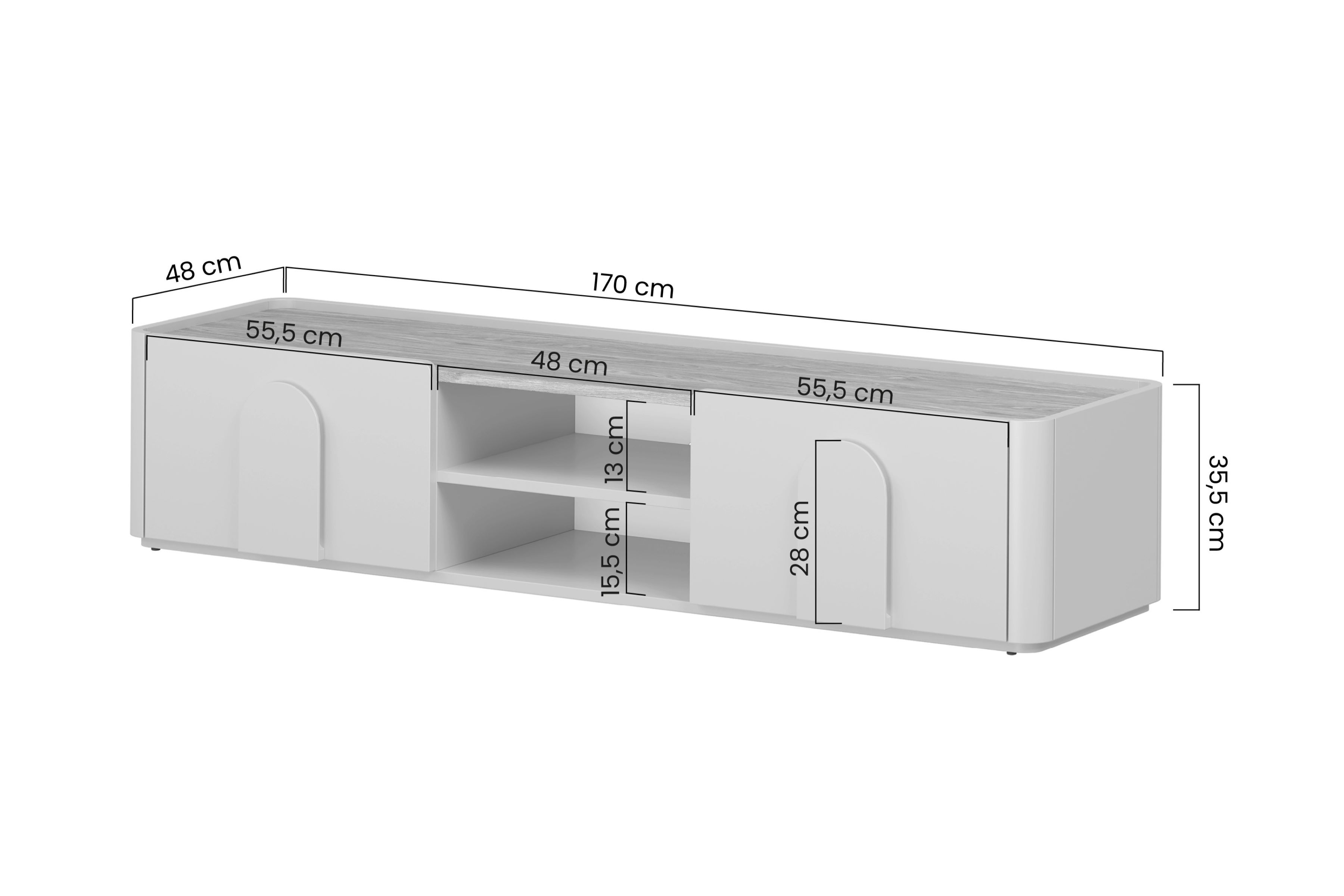 TV stolík Amilio 170 cm so zásuvkou - eukalyptus / dub baltic dune / úchytky dub prírodný TV skrinka Amilio 170 cm z szuflada - eukaliptus / Dub baltic dune / úchyty Dub prírodné