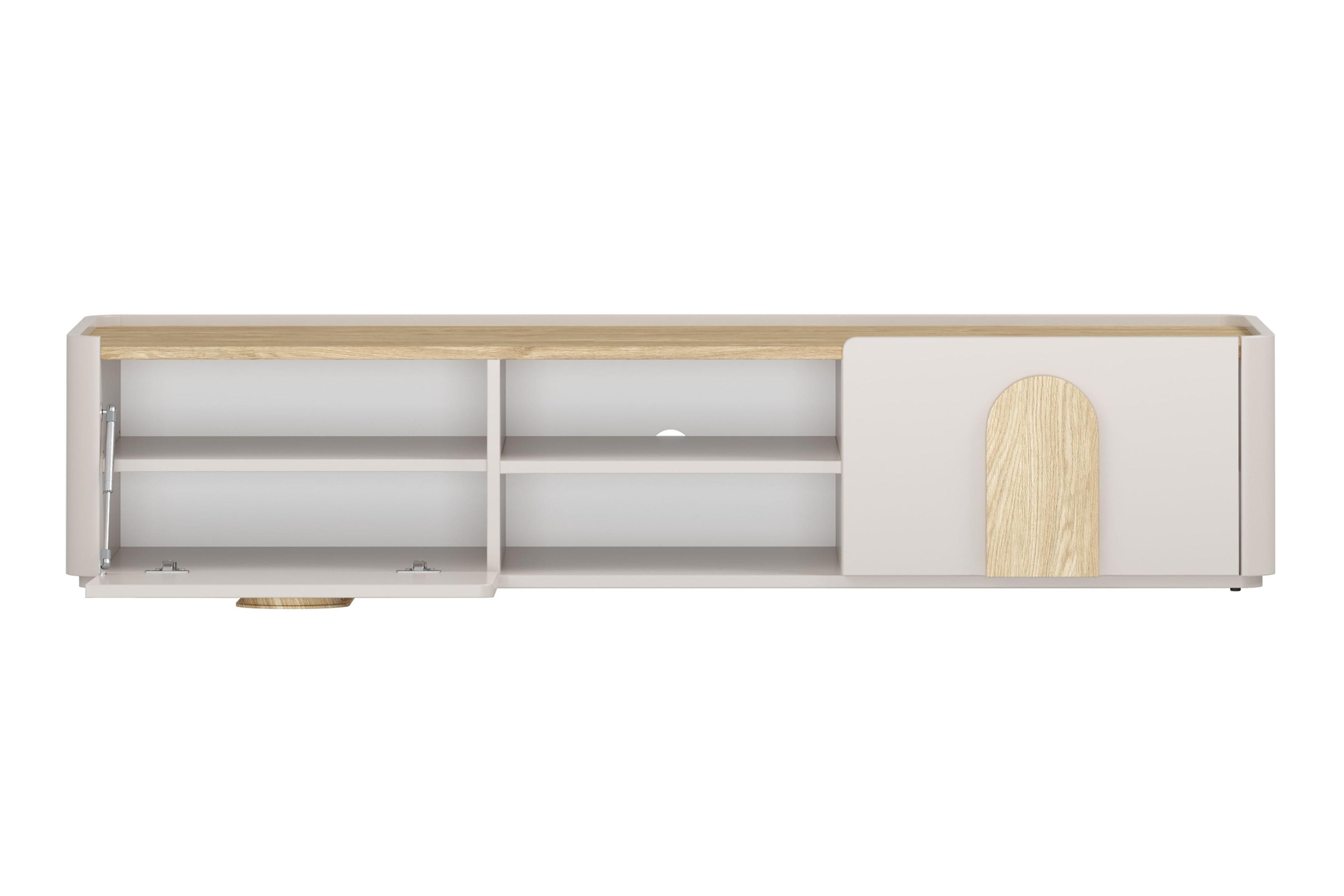 TV stolík Amilio 170 cm so zásuvkou - kašmírová / dub olejovaný / dub svetlý TV skrinka Amilio 170 cm z szuflada - kašmír / Dub olejowany / úchyty Svetlý dub