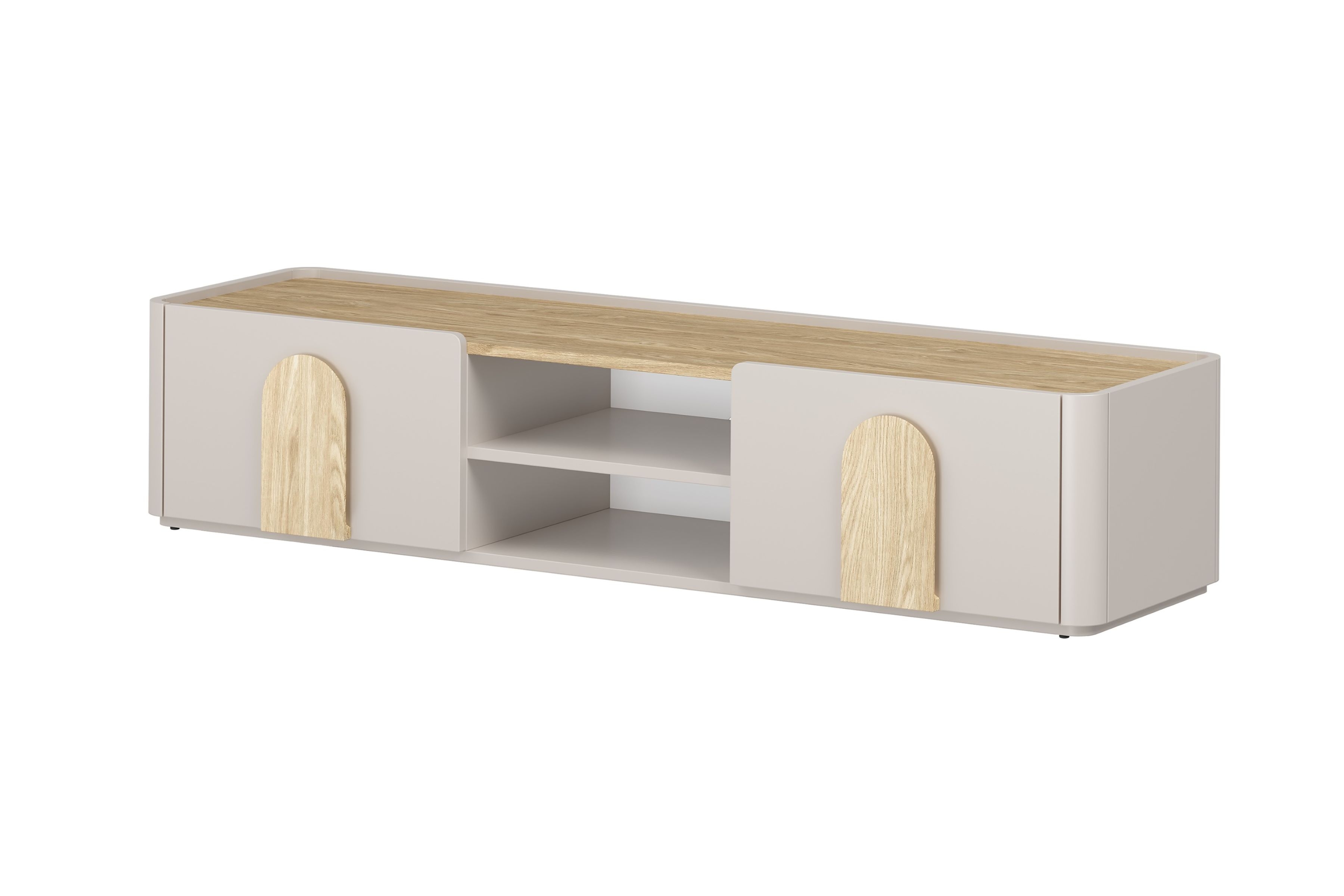 TV stolík Amilio 170 cm so zásuvkou - kašmírová / dub olejovaný / dub svetlý TV skrinka Amilio 170 cm z szuflada - kašmír / Dub olejowany / úchyty Svetlý dub