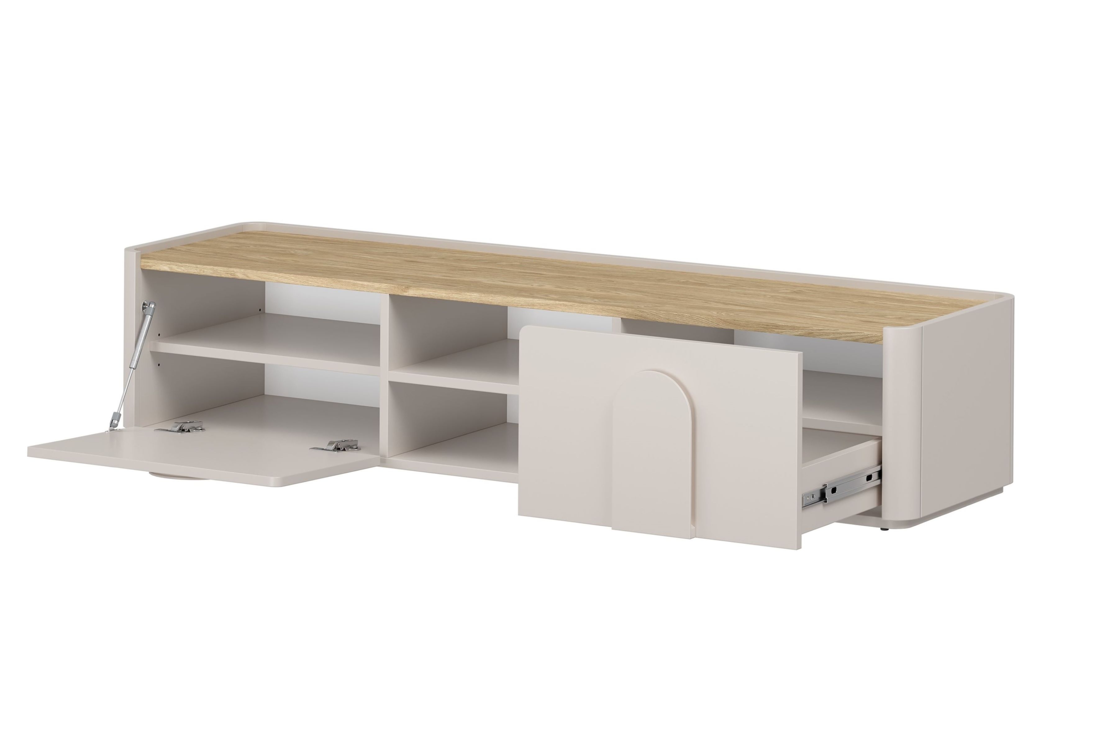 TV stolík Amilio 170 cm so zásuvkou - kašmírová / dub olejovaný TV skrinka Amilio 170 cm z szuflada - kašmír / Dub olejowany / úchyty kašmír