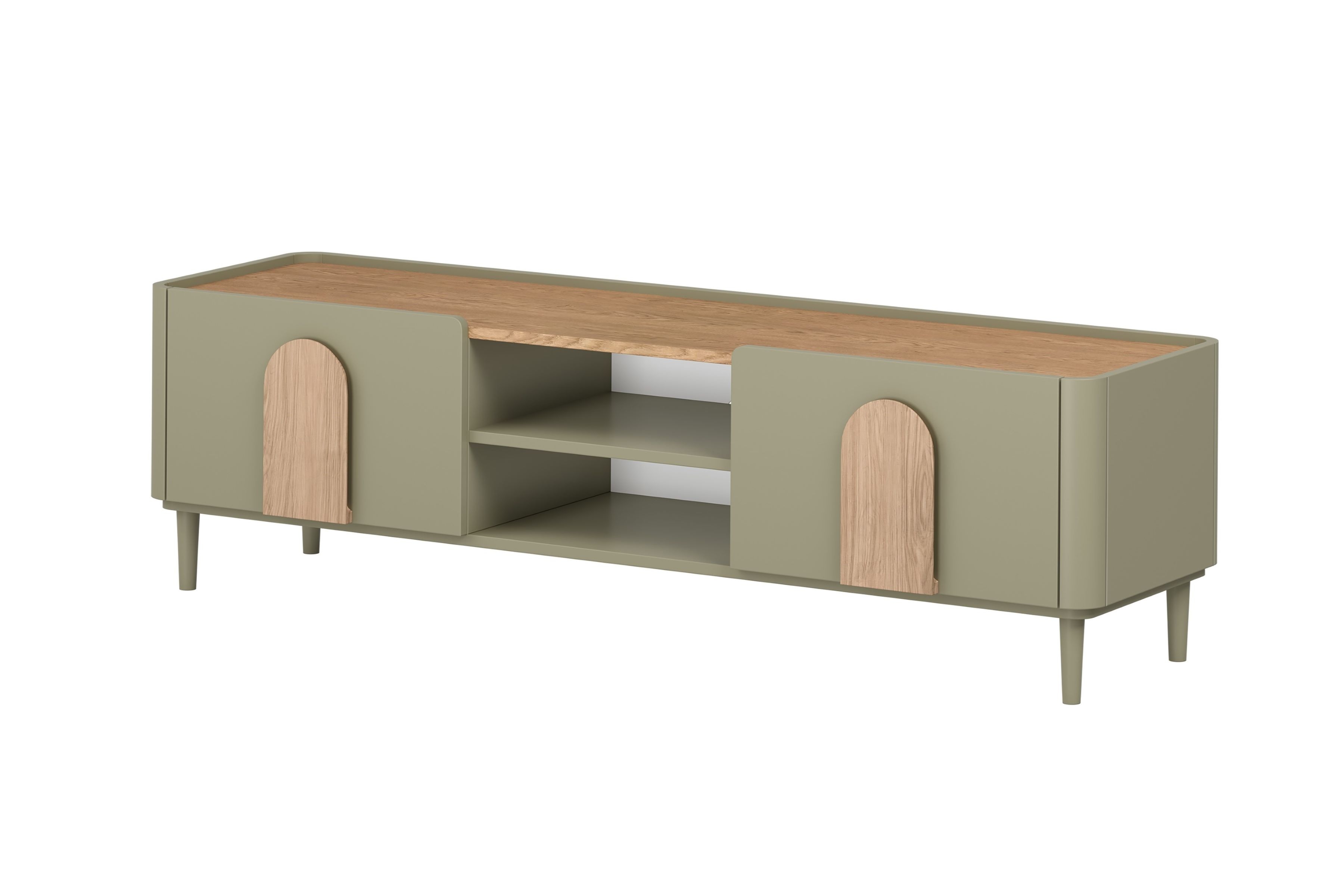 TV stolík Amilio 170 cm so zásuvkou - eukalyptus / dub baltic dune / dub prírodný TV skrinka Amilio 170 cm z szuflada na nôžkach - eukaliptus / Dub baltic dune / úchyty Dub prírodné