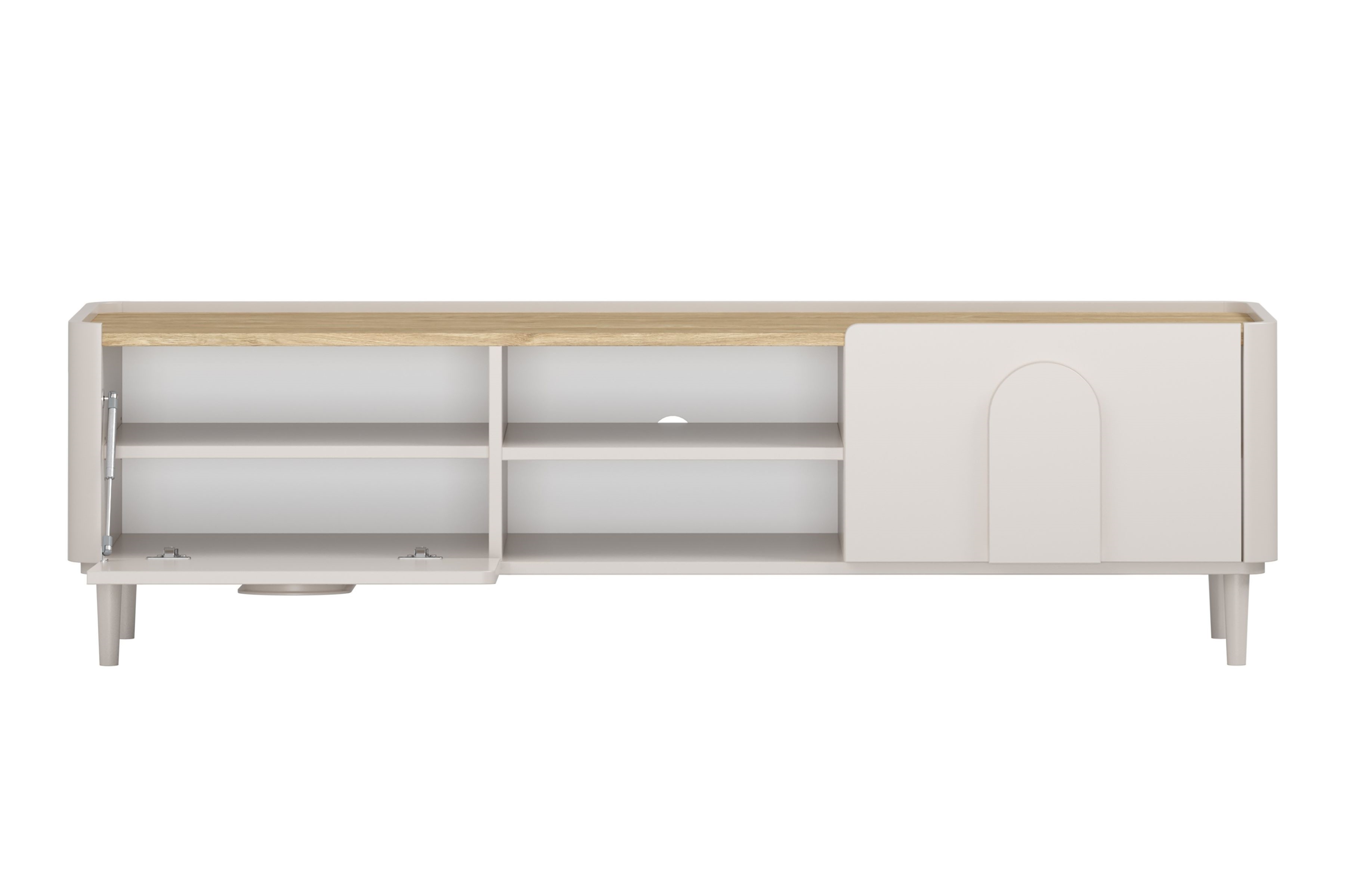 TV stolík Amilio 170 cm so zásuvkou - kašmírová / dub olejovaný TV skrinka Amilio 170 cm z szuflada na nôžkach - kašmír / Dub olejowany / úchyty kašmír