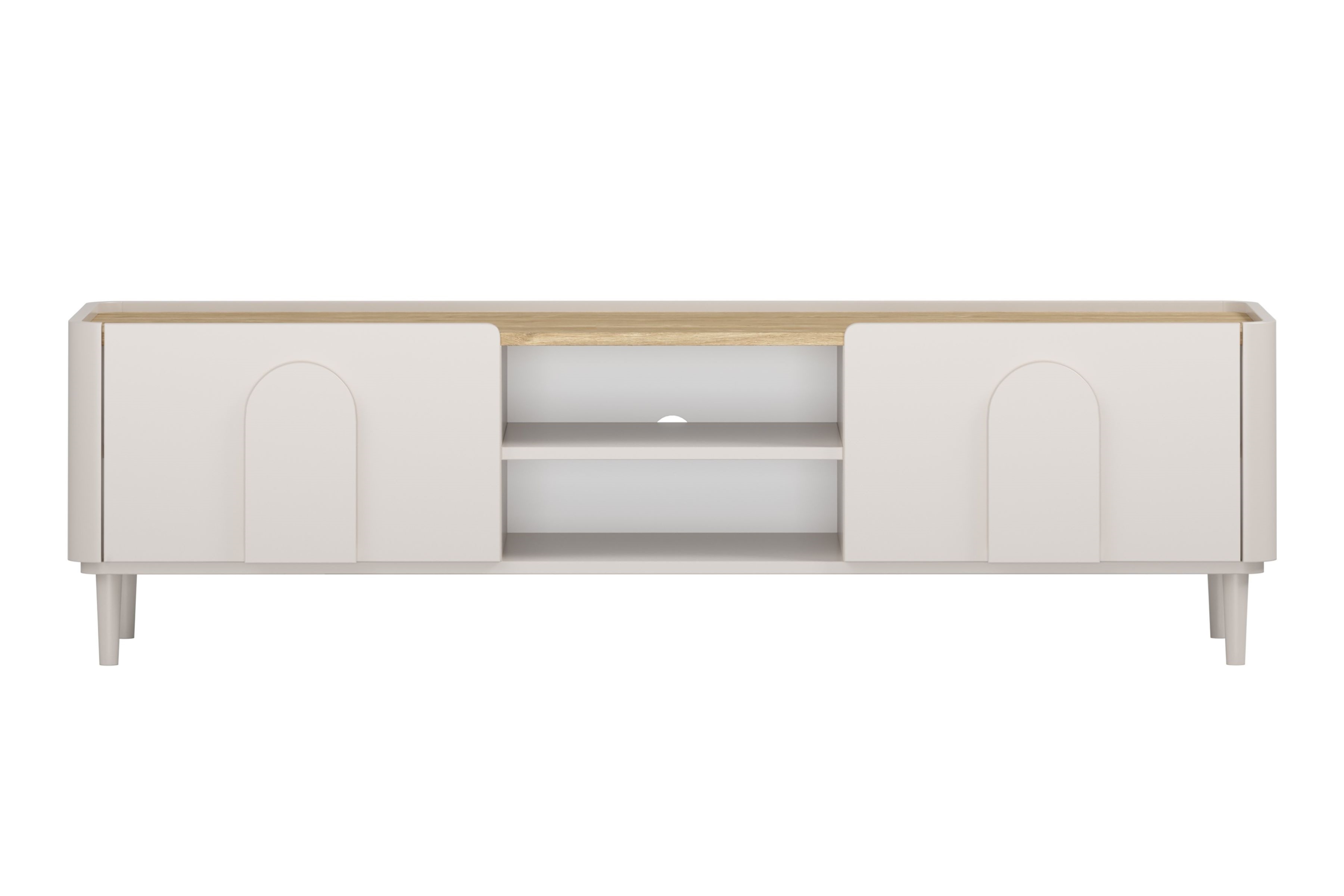 TV stolík Amilio 170 cm so zásuvkou - kašmírová / dub olejovaný TV skrinka Amilio 170 cm z szuflada na nôžkach - kašmír / Dub olejowany / úchyty kašmír