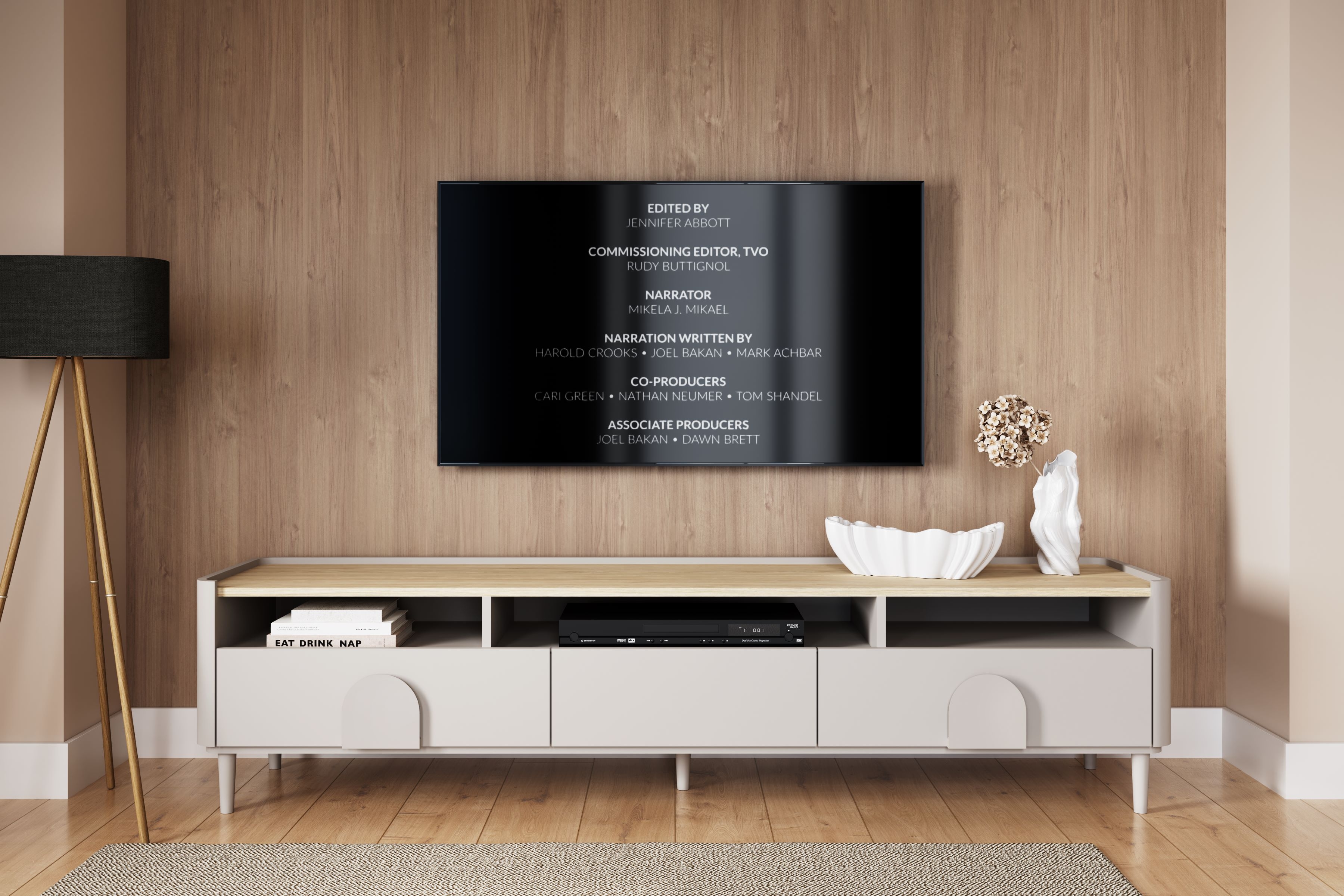 TV stolík Amilio 200 cm s 2 zásuvkami - kašmírová / dub olejovaný TV skrinka Amilio 200 cm so zásuvkami na nôžkach - kašmír / Dub olejowany / úchyty kašmír