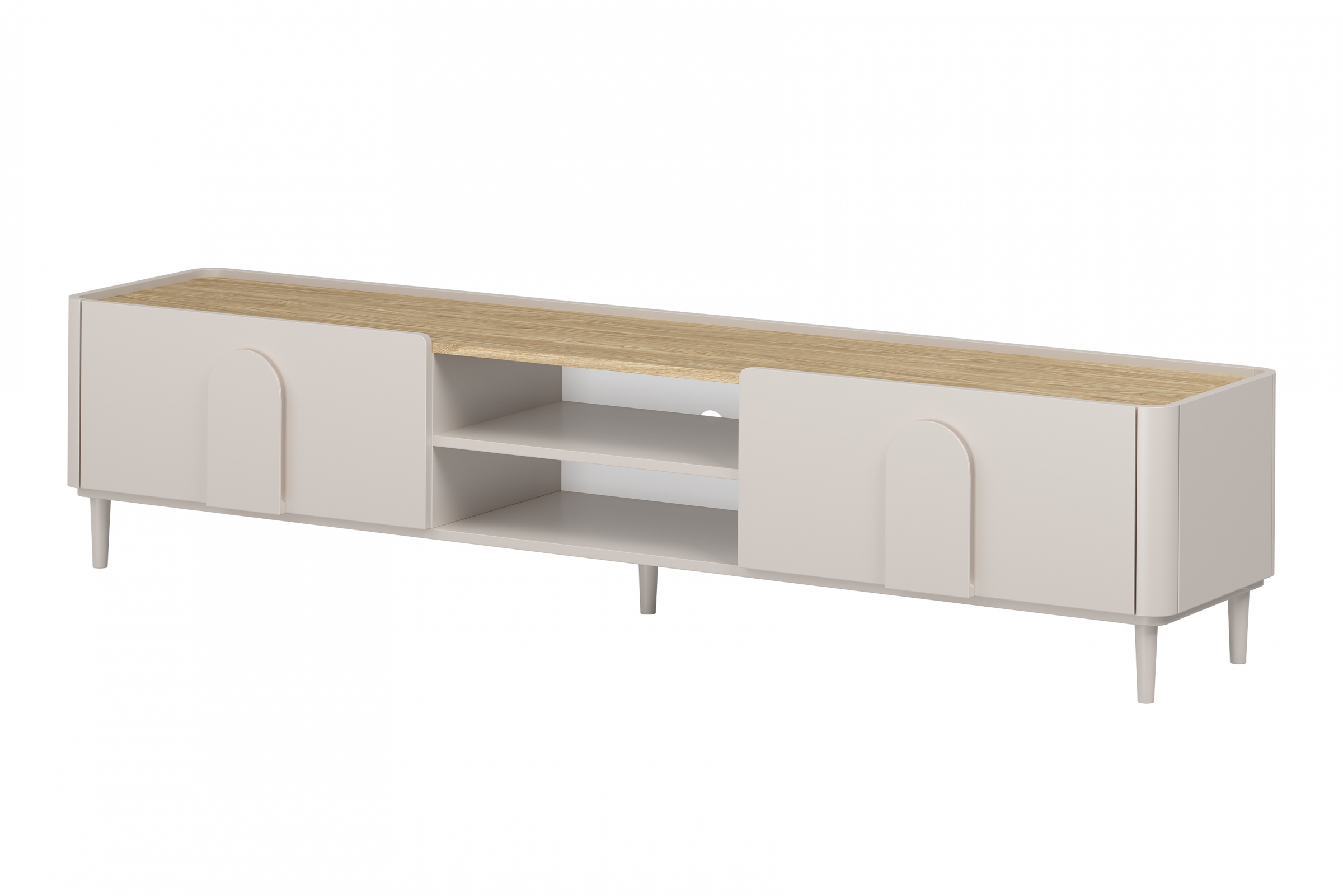 TV stolík Amilio 220 cm na nožičkách - kašmír / olejovaný dub TV skrinka Amilio 220 cm na nôžkach - kašmír / Dub olejowany - Limitovaná ponuka expozície