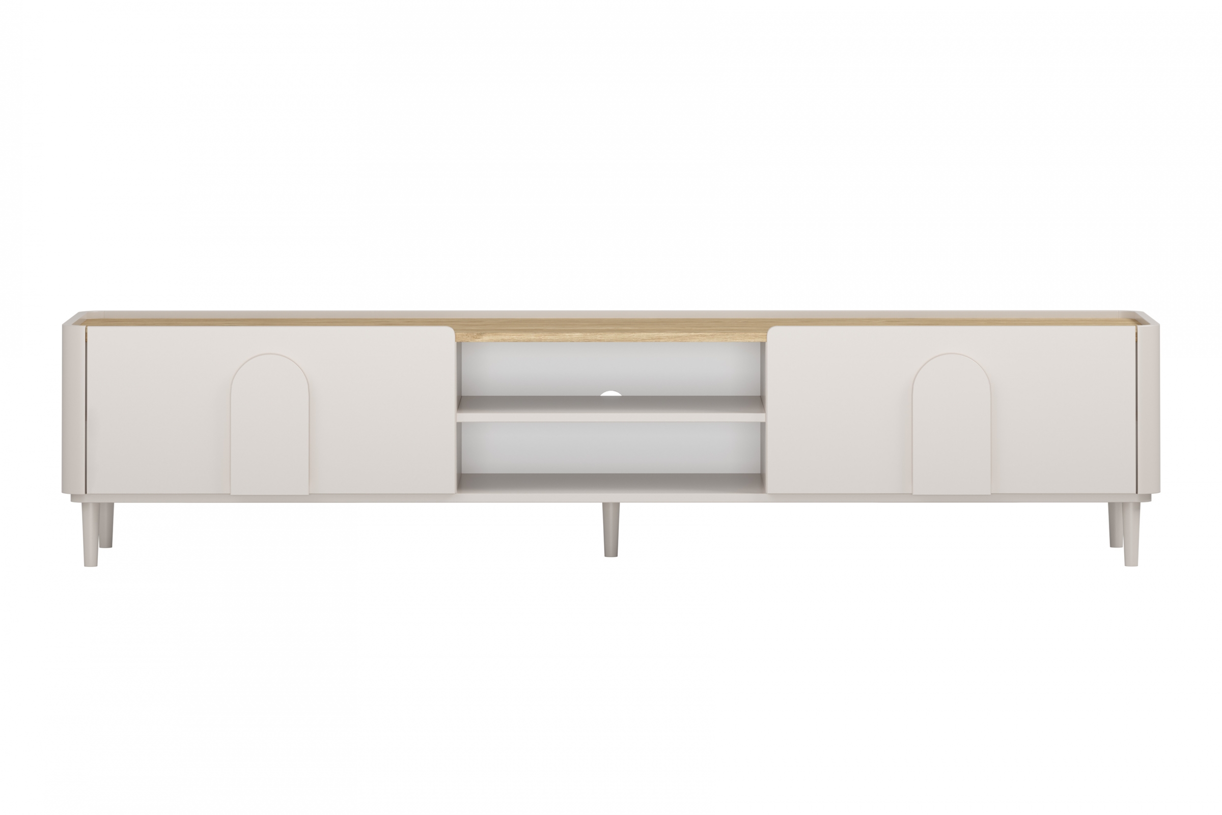 TV stolík Amilio 220 cm na nožičkách - kašmír / olejovaný dub TV skrinka Amilio 220 cm na nôžkach - kašmír / Dub olejowany - Limitovaná ponuka expozície