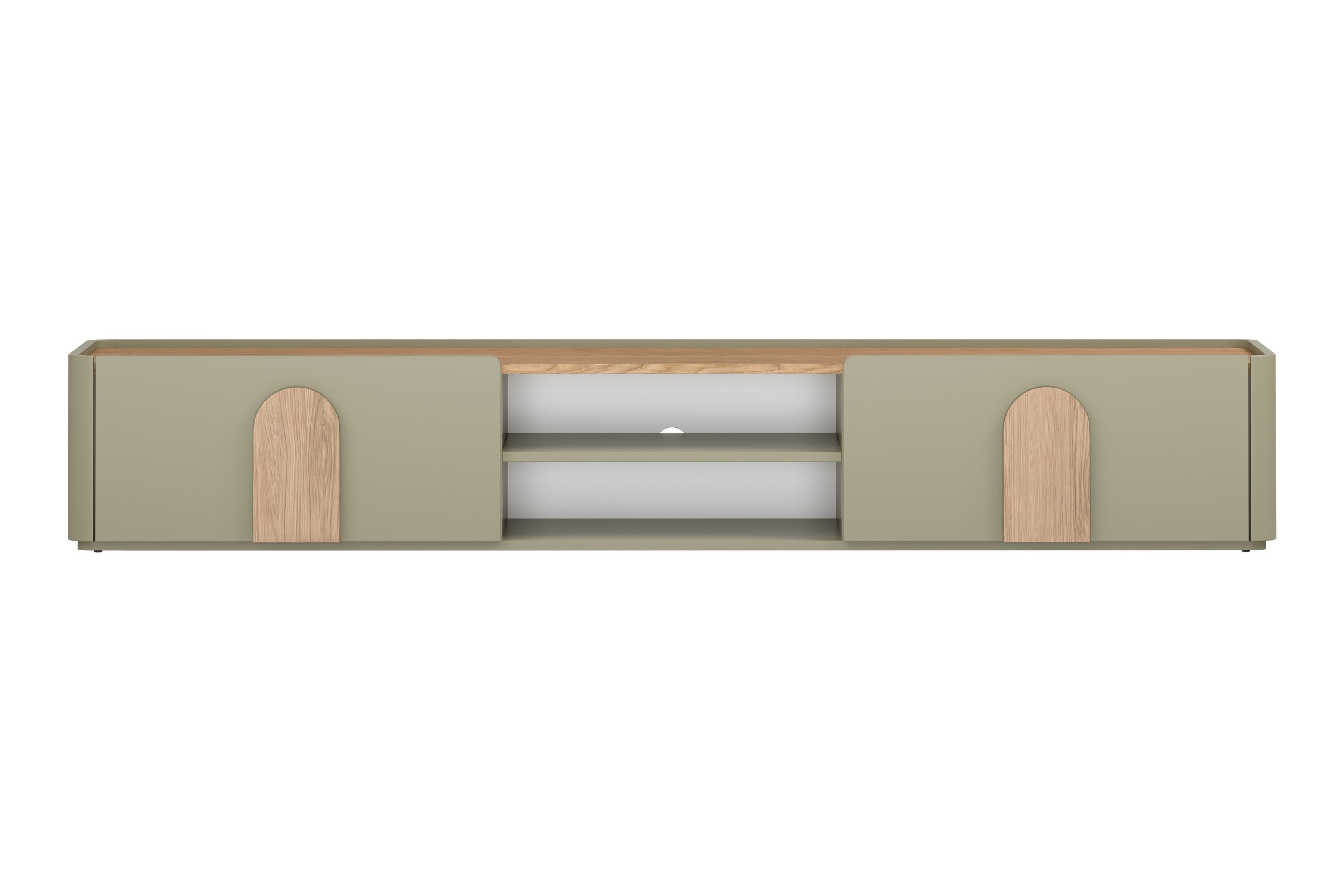 TV stolík Amilio 220 cm so zásuvkou - eukalyptus / dub baltic dune / úchytky dub prírodný TV skrinka Amilio 220 cm z szuflada - eukaliptus / Dub baltic dune / úchyty Dub prírodné