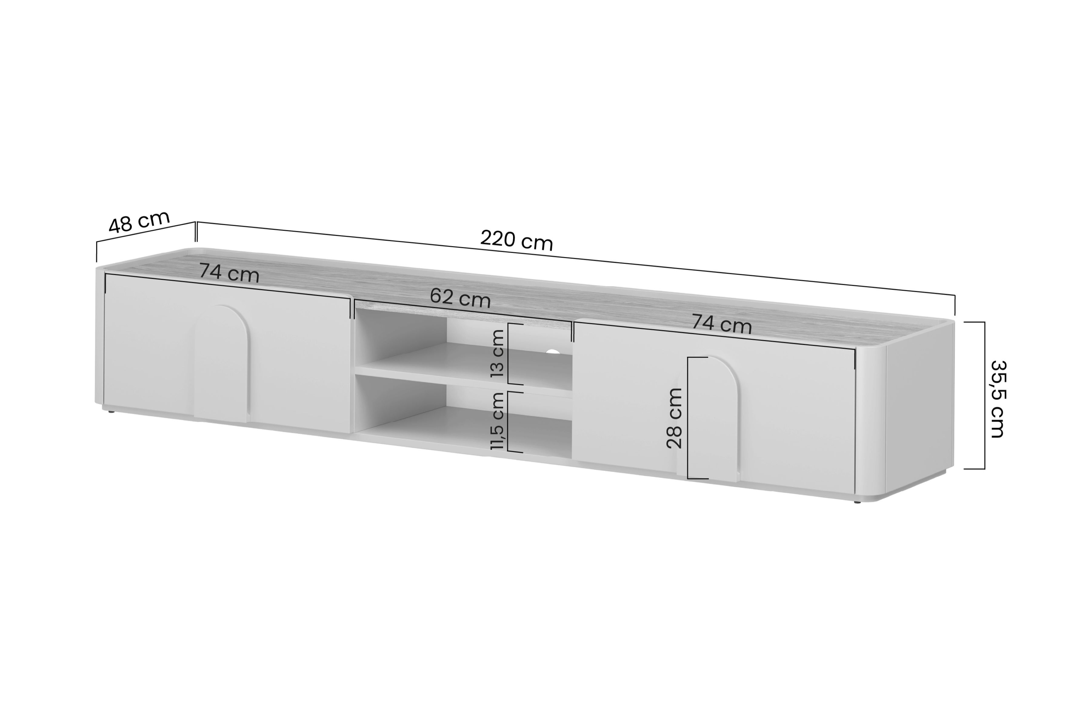 TV stolík Amilio 220 cm so zásuvkou - kašmír / olejovaný dub / úchytky kašmír TV skrinka Amilio 220 cm z szuflada - kašmír / Dub olejowany / úchyty kašmír