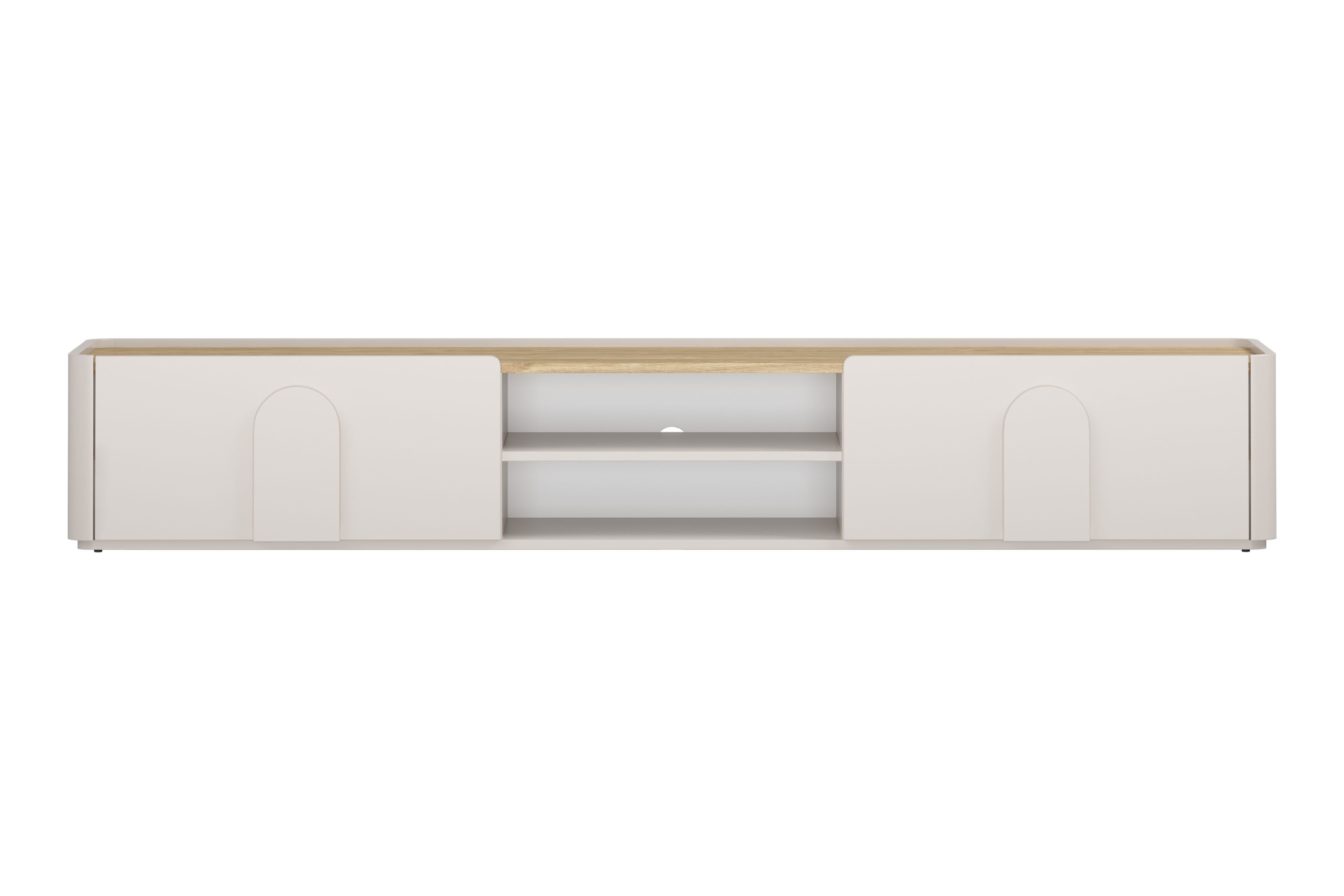 TV stolík Amilio 220 cm so zásuvkou - kašmír / olejovaný dub / úchytky kašmír TV skrinka Amilio 220 cm z szuflada - kašmír / Dub olejowany / úchyty kašmír