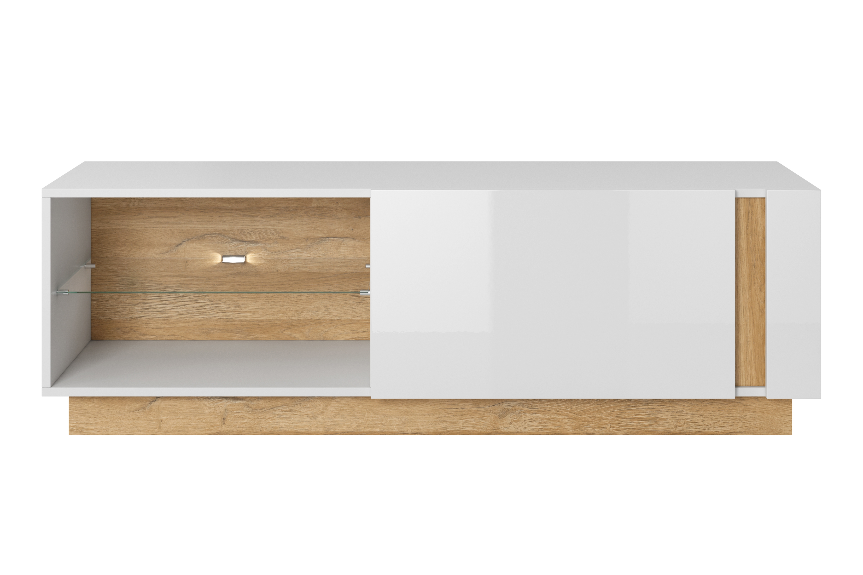 TV stolek Arcano 138 cm s výklopným čelem - bílý / dub grandson Skříňka RTV Arcano z uchylnym frontem 138 cm - Bílý/Dub grandson