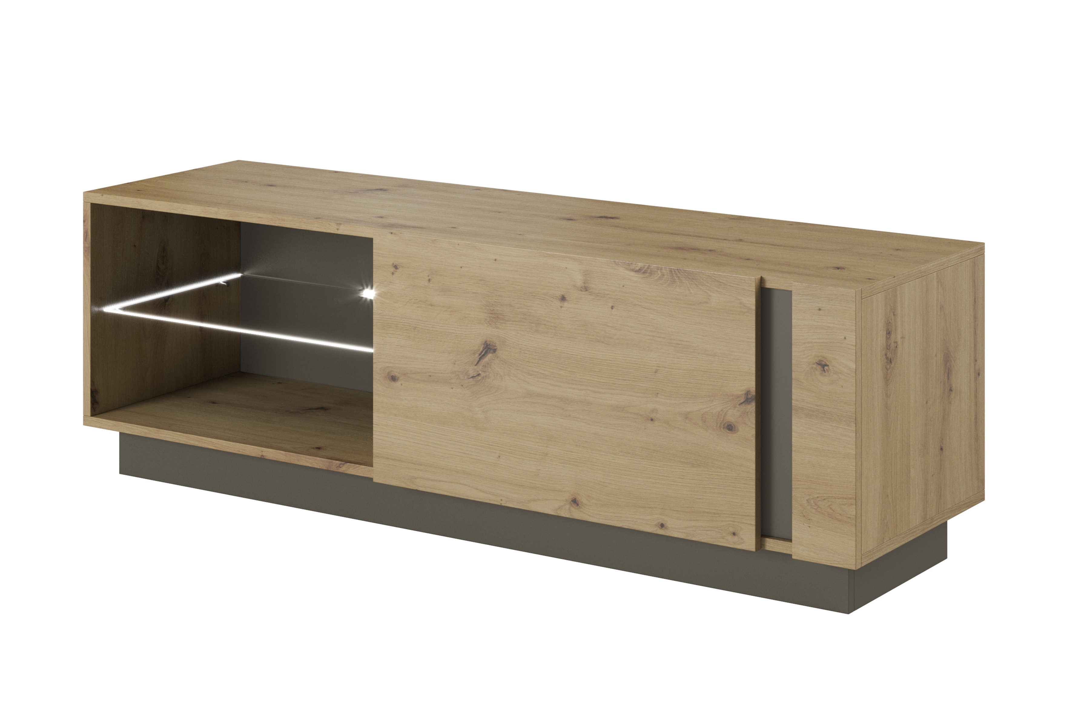 skříňka RTV Arcano z uchylnym frontem 138 cm - dub artisan/šedá grafit - Omezená nabídka Skříňka RTV Arcano z uchylnym frontem 138 cm - Dub artisan/šedý grafit