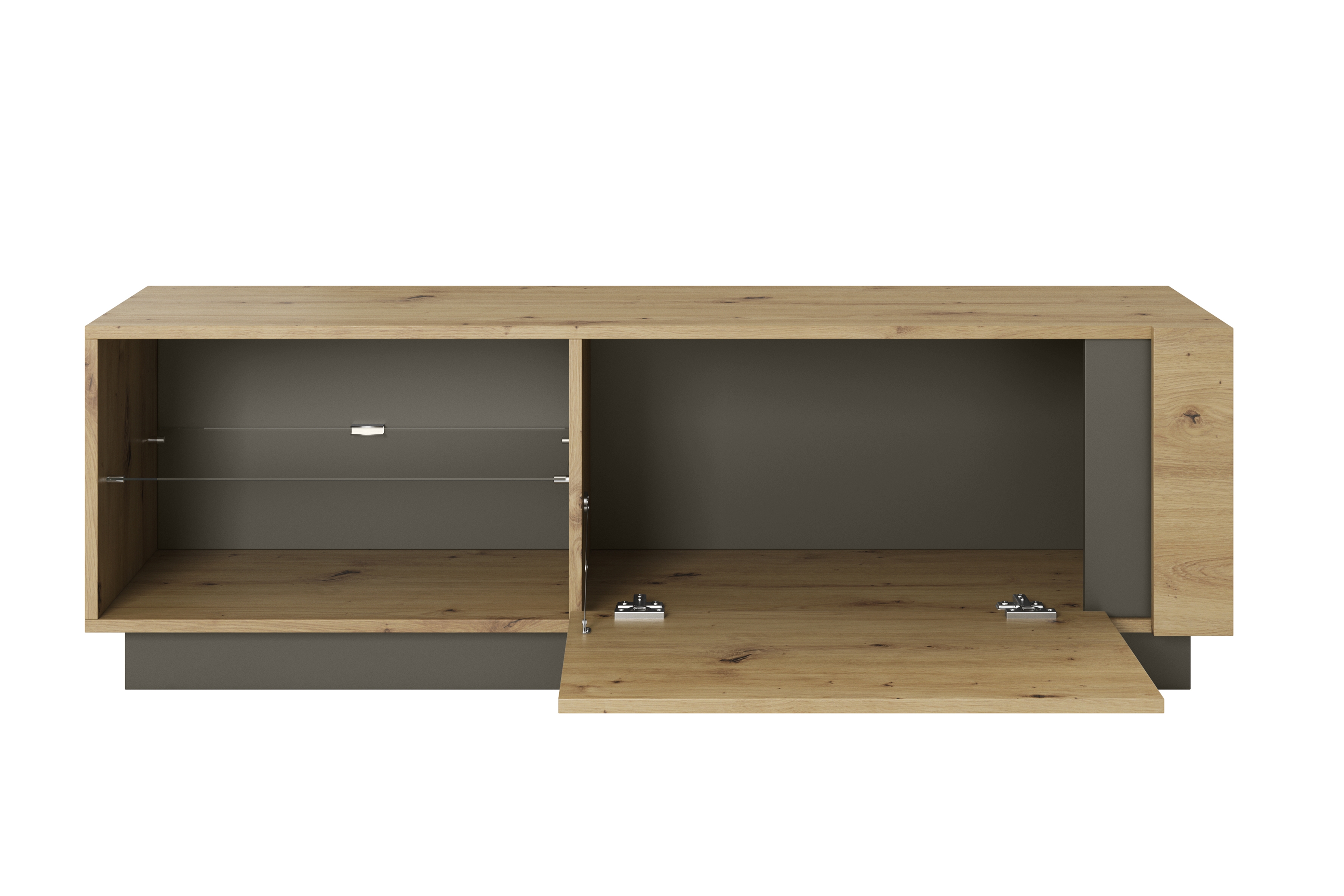 skříňka RTV Arcano z uchylnym frontem 138 cm - dub artisan/šedá grafit - Omezená nabídka Skříňka RTV Arcano z uchylnym frontem 138 cm - Dub artisan/šedý grafit