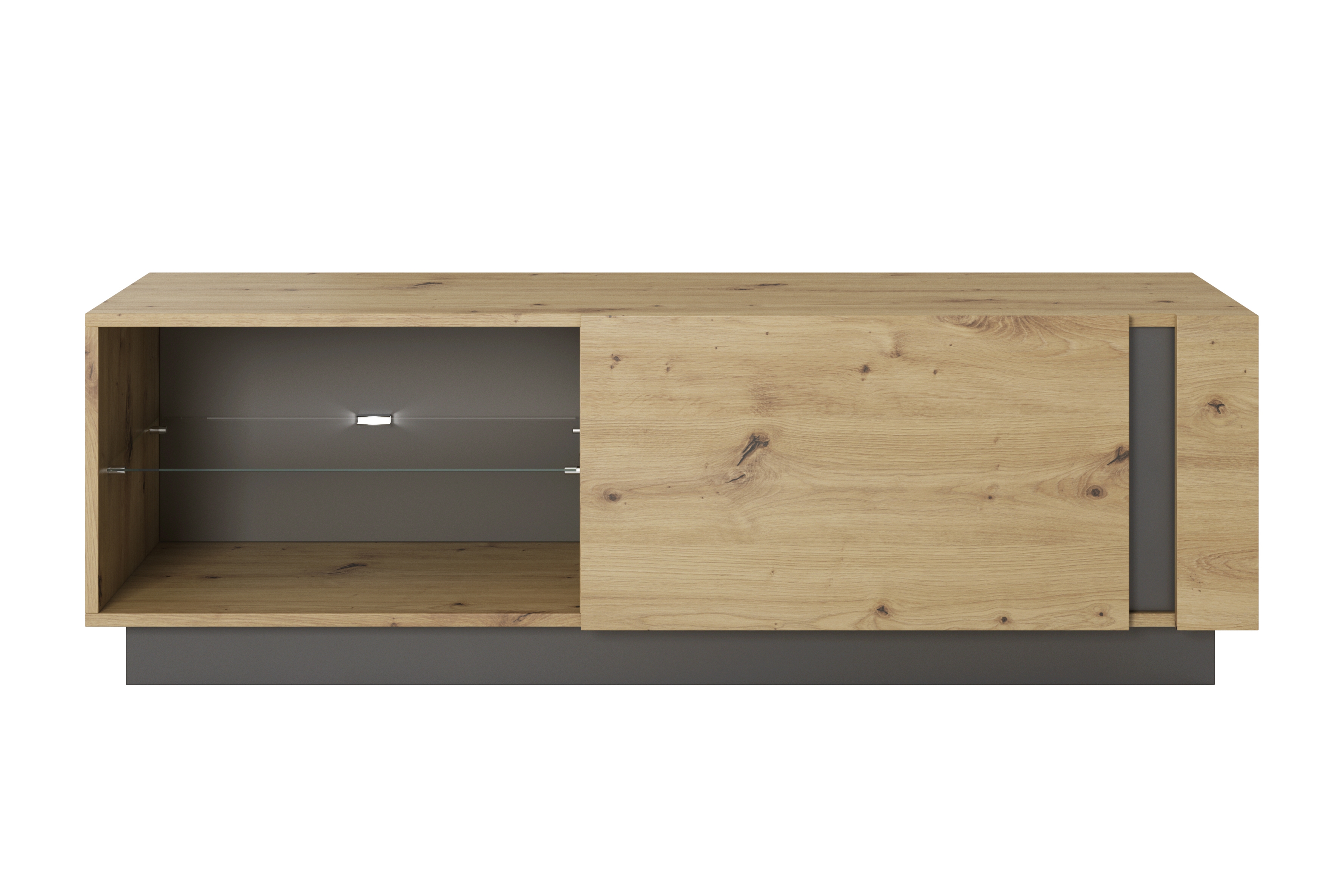 skříňka RTV Arcano z uchylnym frontem 138 cm - dub artisan/šedá grafit - Omezená nabídka Skříňka RTV Arcano z uchylnym frontem 138 cm - Dub artisan/šedý grafit