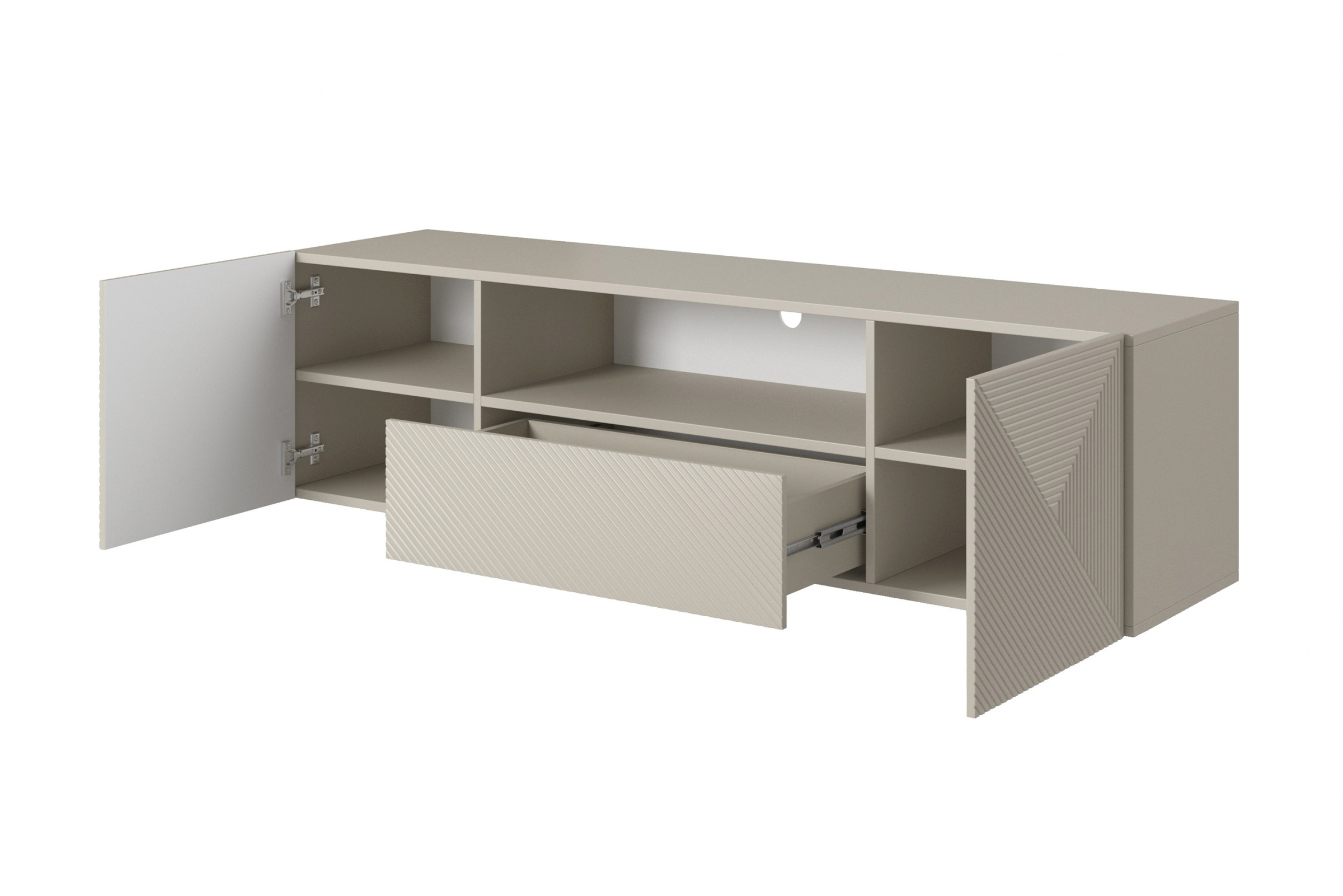 Závěsný TV stolek Asha 167 cm - kašmír skříňka RTV Asha 167 cm závěsná z szuflada i wneka - kašmír