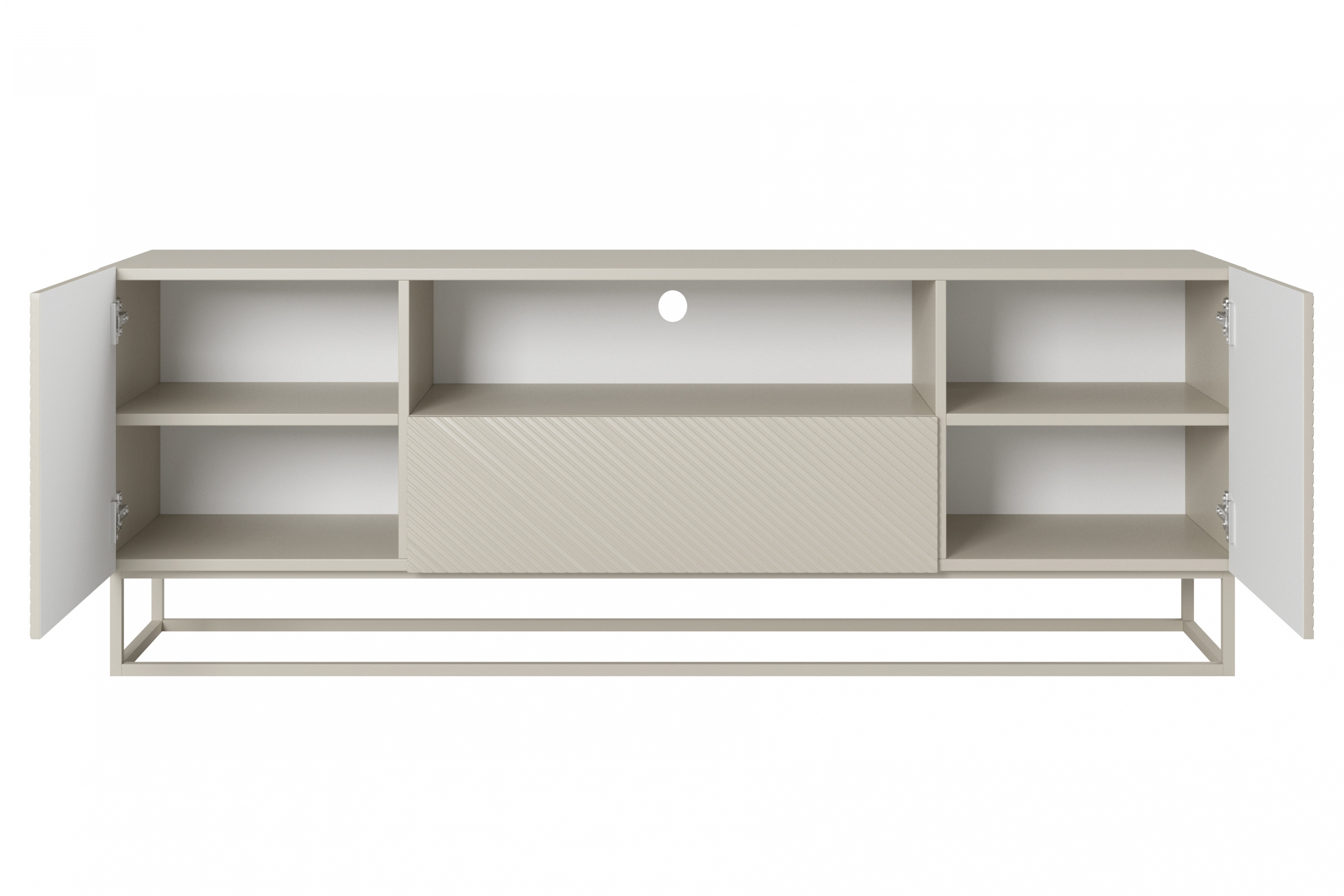 TV stolek Asha 167 cm - kašmír / kašmírový kovový rám skříňka RTV Asha 167 cm z szuflada i metalowym kaszmirowym stelazem - kašmír
