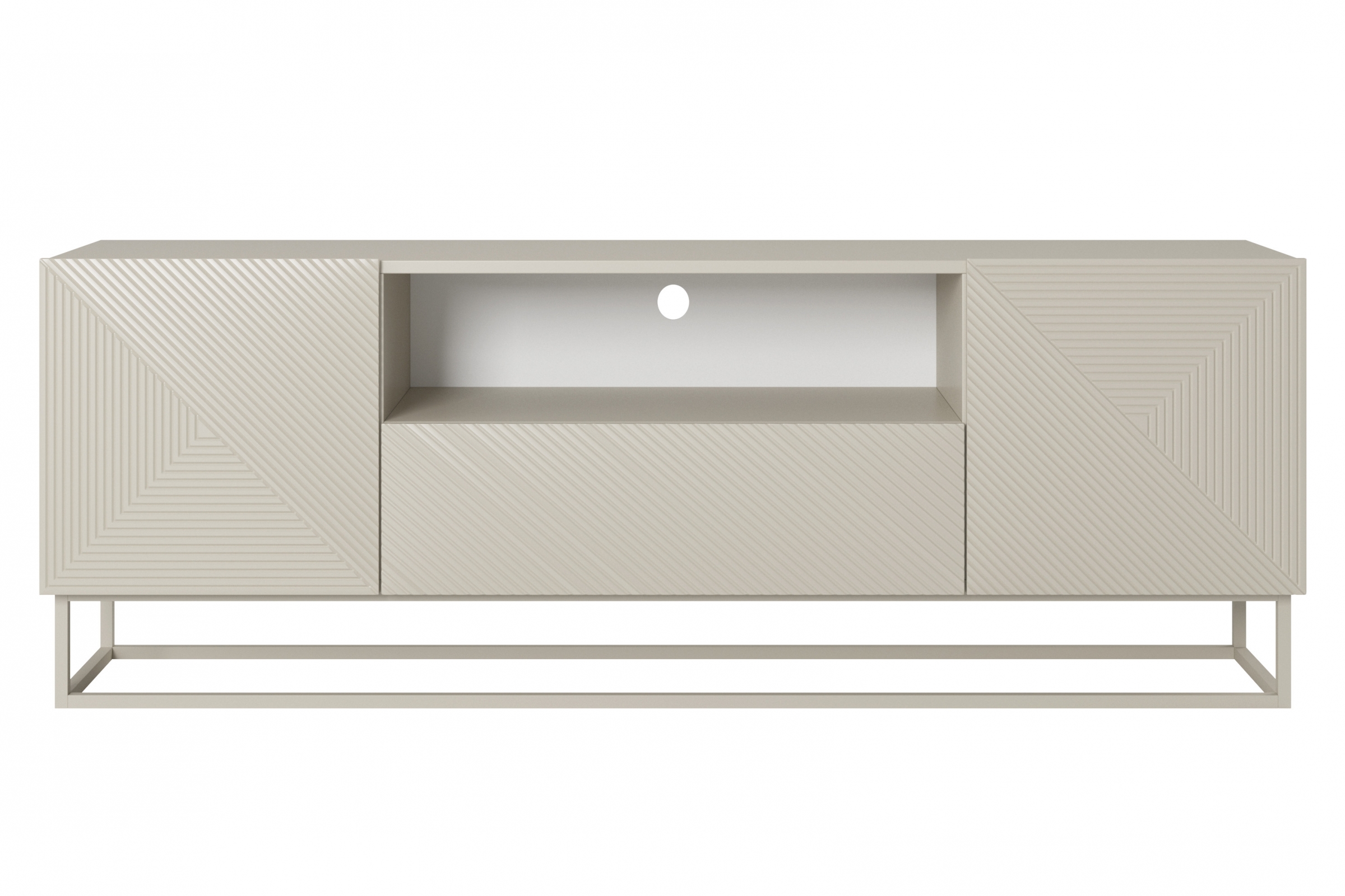 TV stolek Asha 167 cm - kašmír / kašmírový kovový rám skříňka RTV Asha 167 cm z szuflada i metalowym kaszmirowym stelazem - kašmír