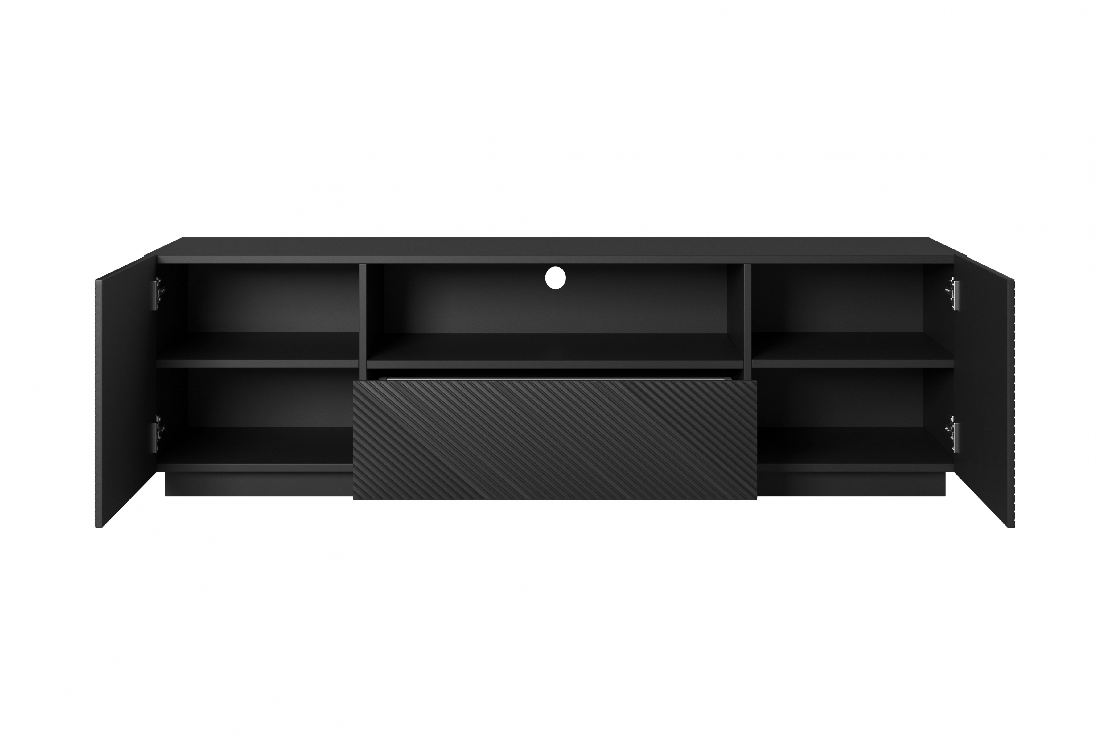 TV stolek Asha 167 cm - černý mat skříňka RTV Asha 167 cm z szuflada i wneka - černá mat